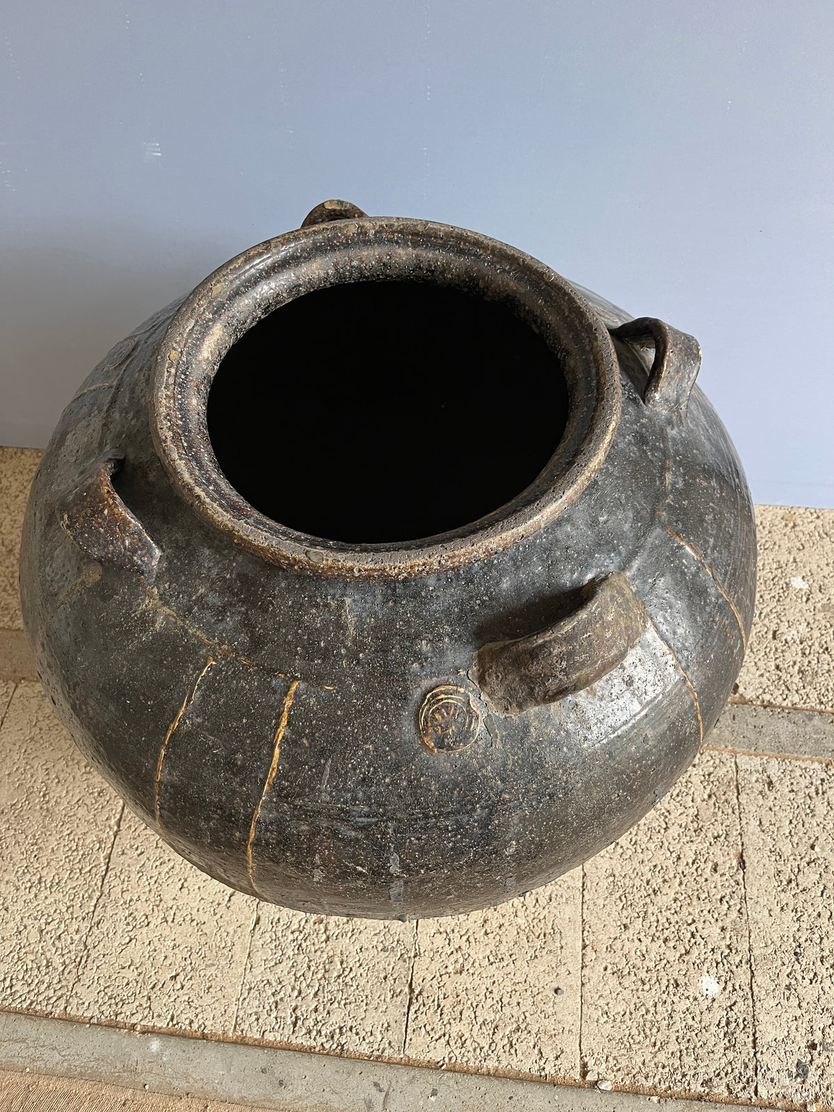 Large Antique Glazed Storage Jar
