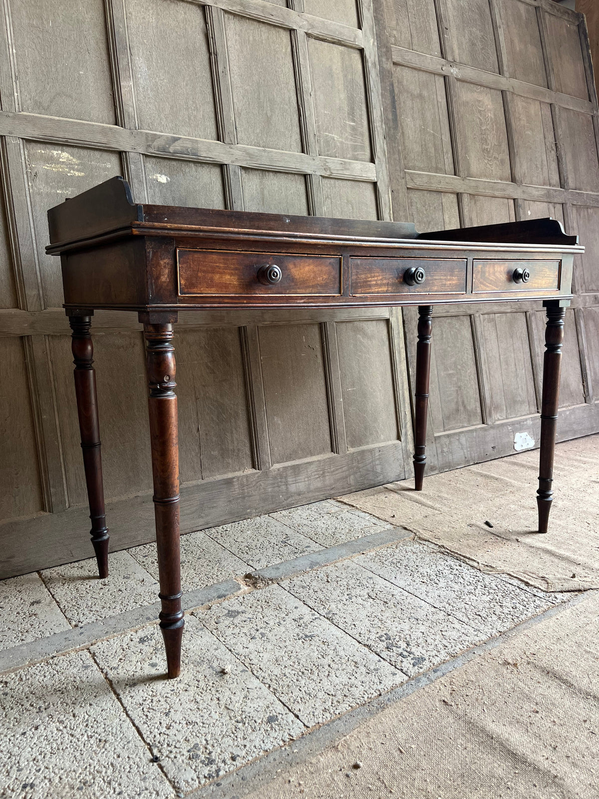 William IV Mahogany Gallery-Back Desk Side Table
