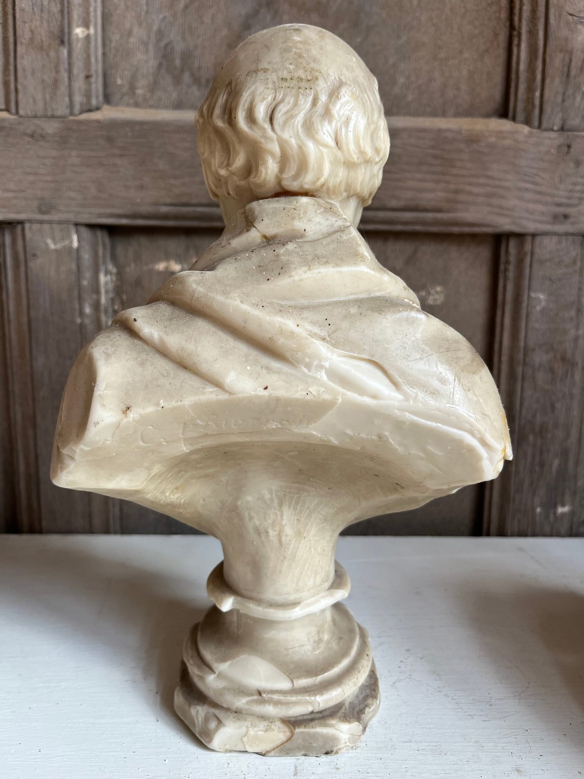 Carved Marble Portrait Bust of a Gentleman (signed)