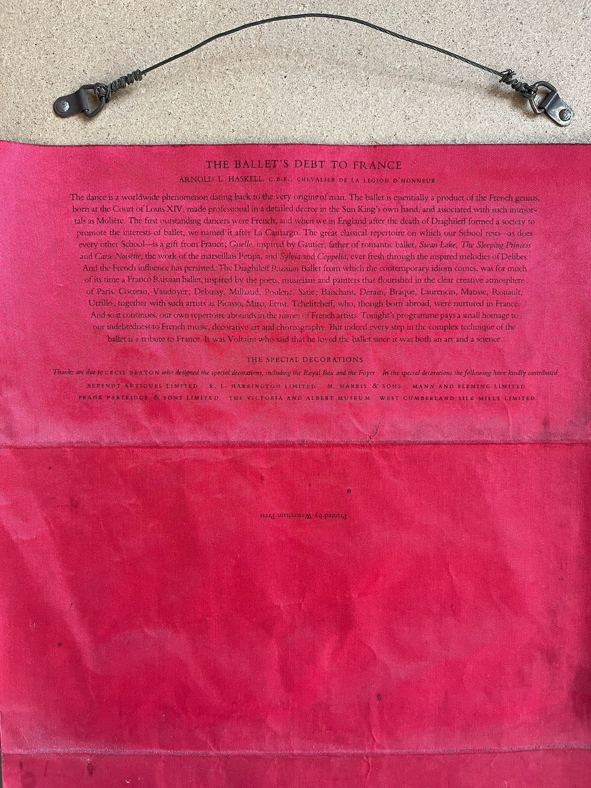 Framed Royal Opera House Gala Performance Silk Programme