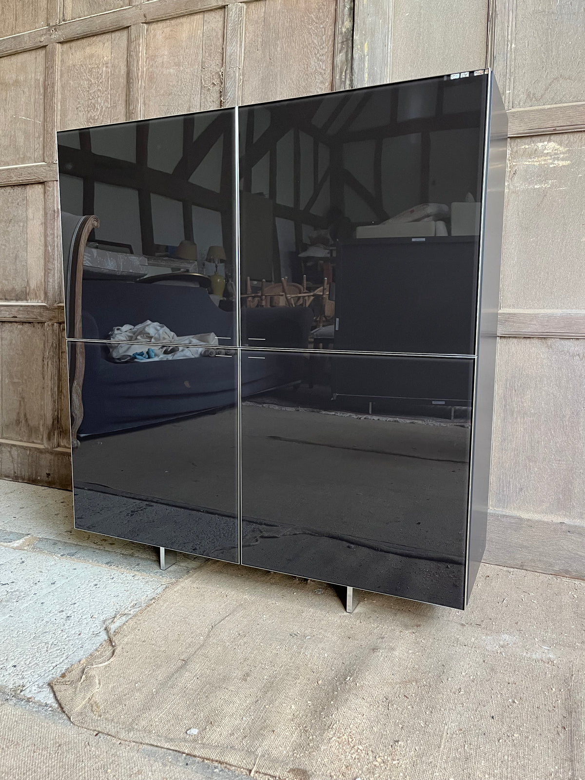2 x Molteni Square Grey Gloss Cabinet. Rrp £5842 per cabinet