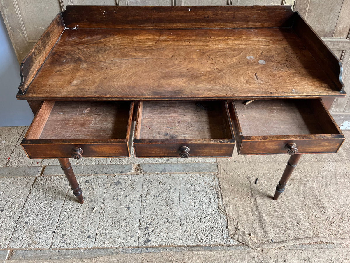William IV Mahogany Gallery-Back Desk Side Table