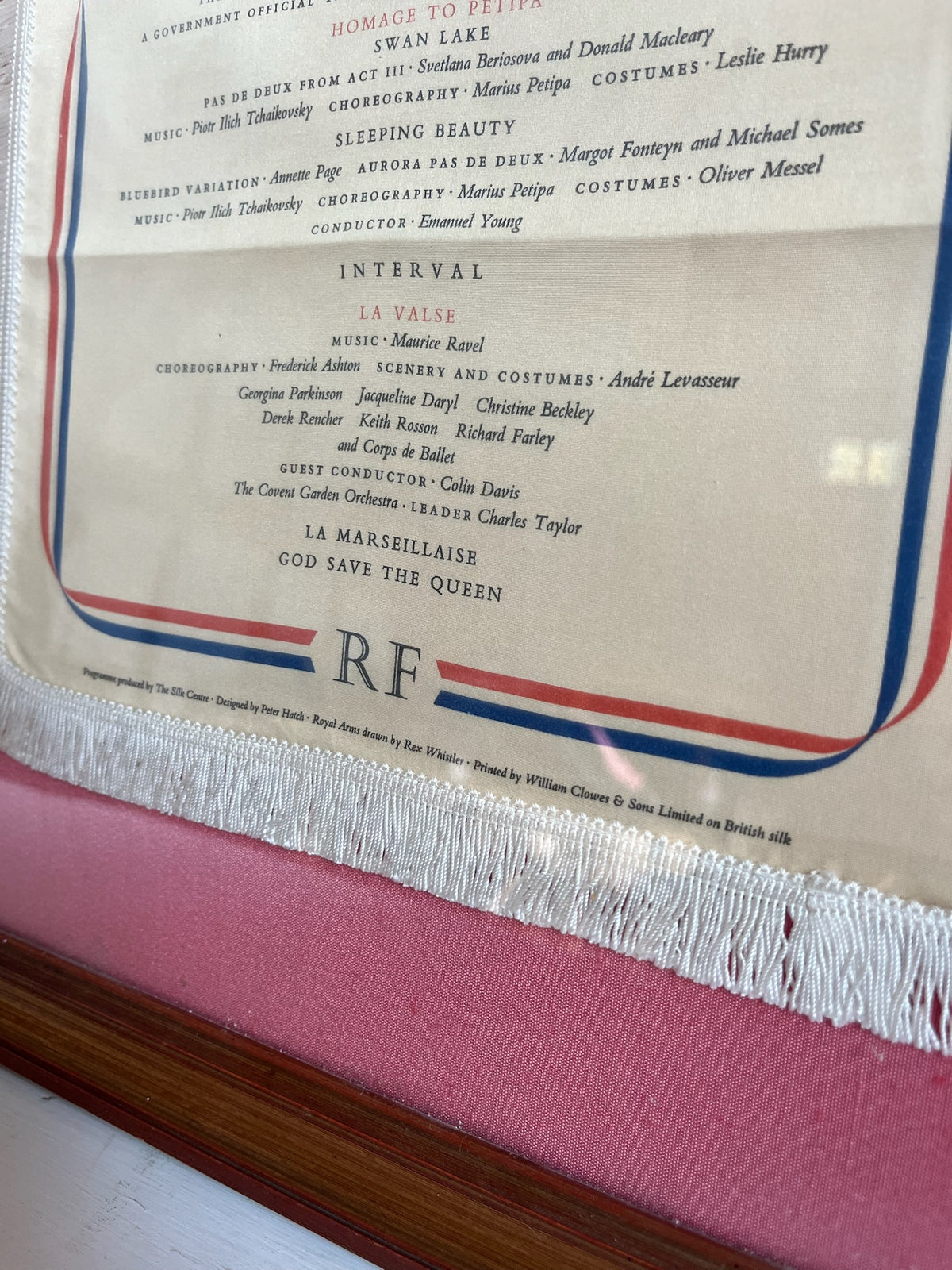Framed Royal Opera House Gala Performance Silk Programme