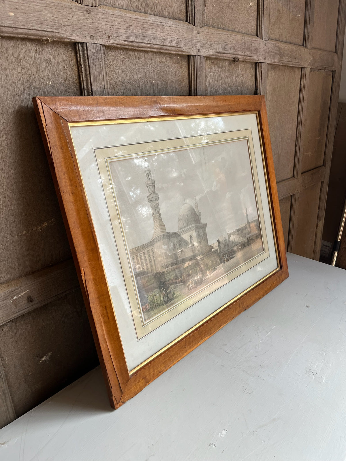 Framed Antique Cairo Mosque Engraving