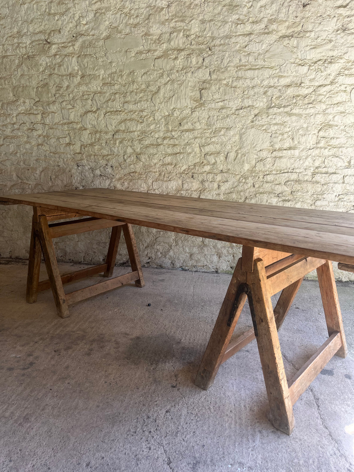 English pine trestle table