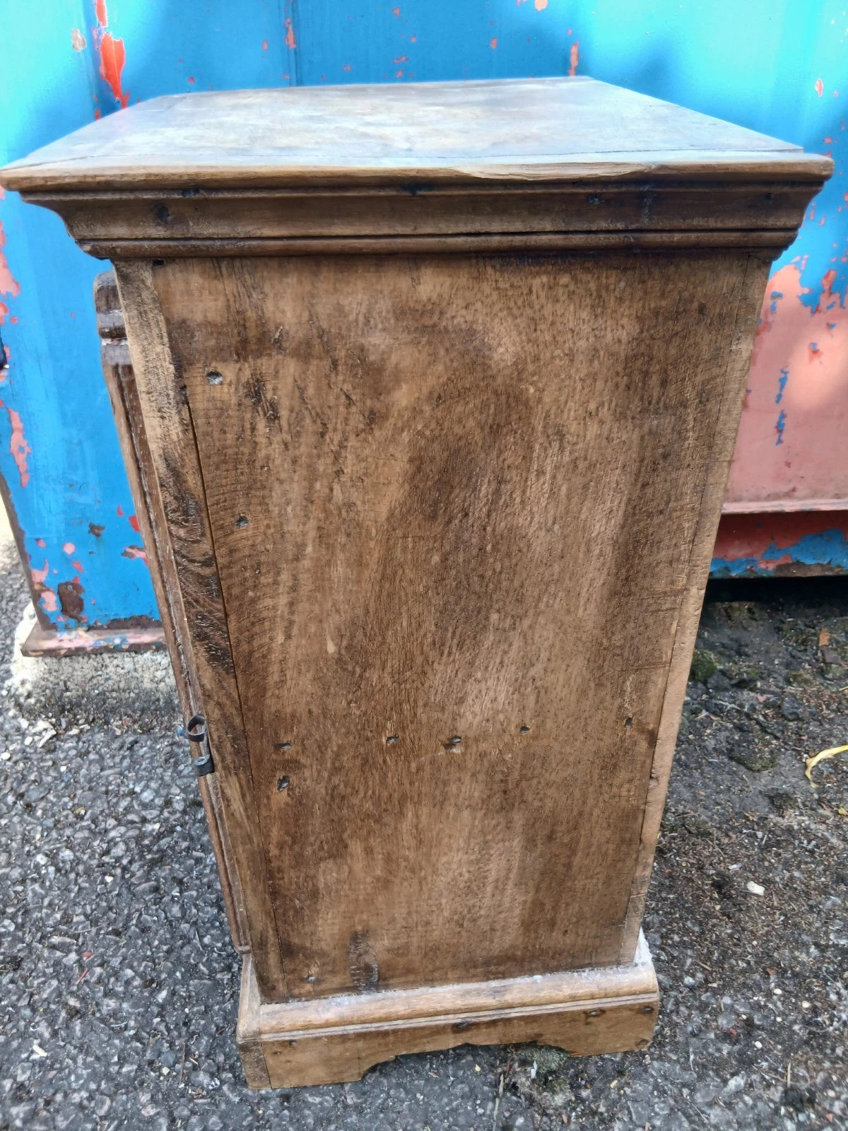 Vintage Rustic Spanish Pine Bedside Cabinet with Hand Forged Iron Hardware