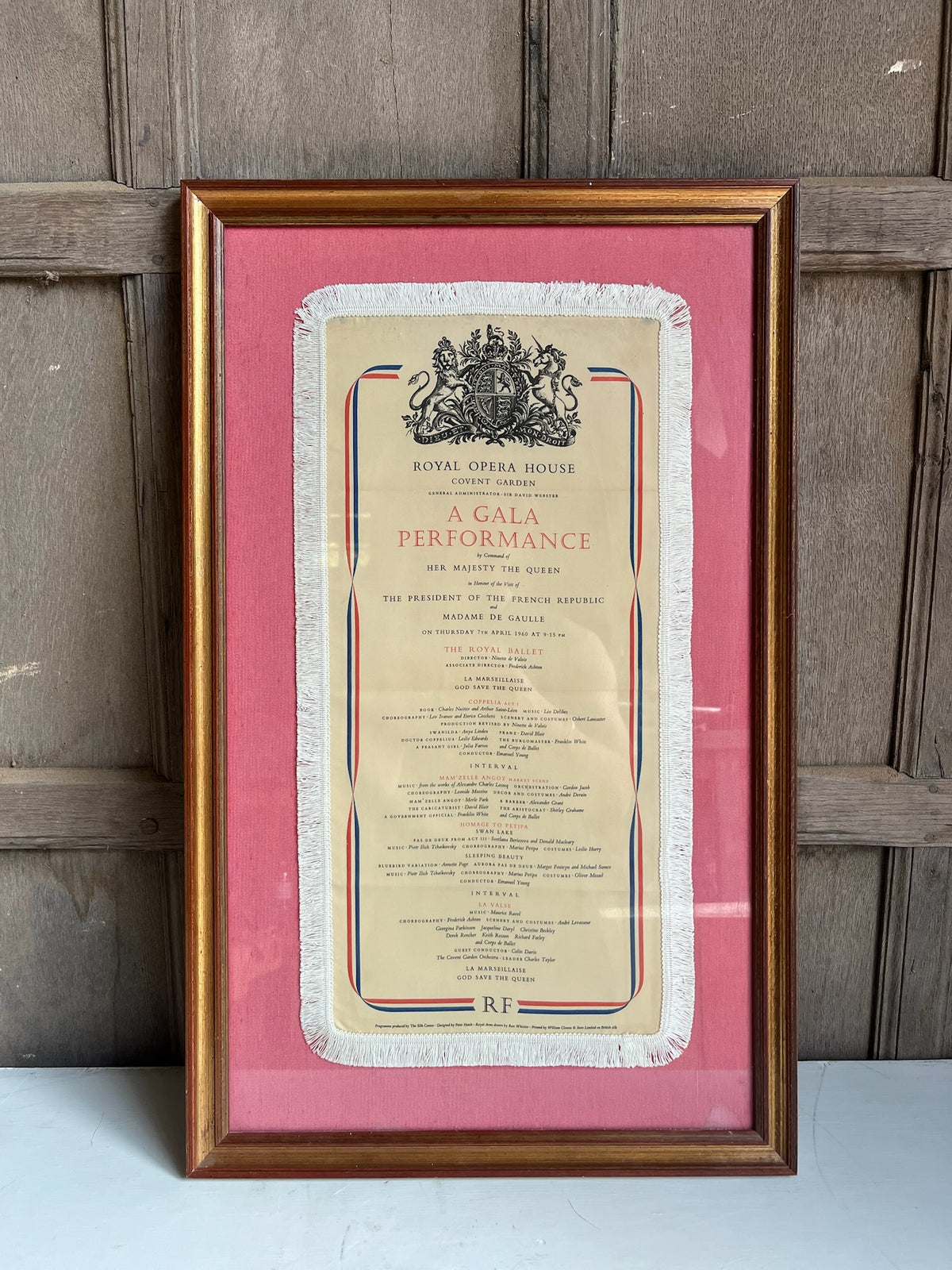 Framed Royal Opera House Gala Performance Silk Programme