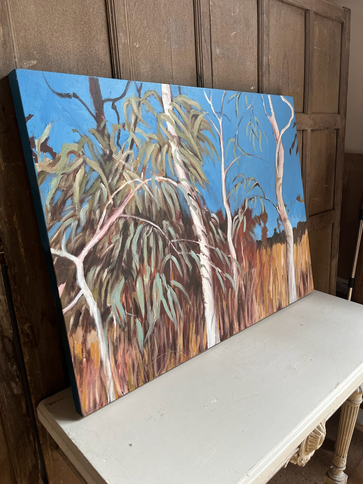 Gay Emmerson 'Blue & Gold' Acrylic Painting