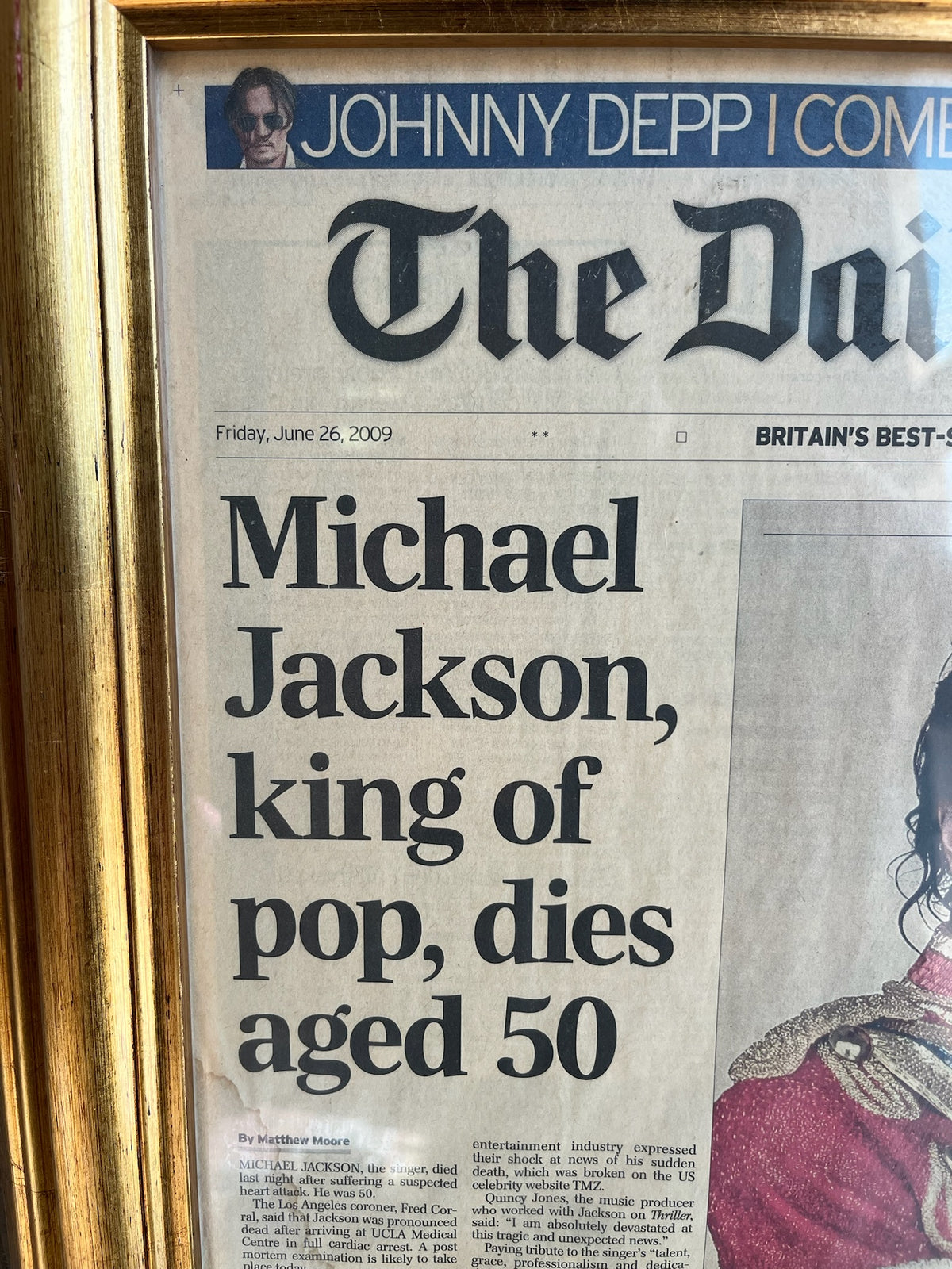 Framed Michael Jackson 'King of Pop' Memorabilia