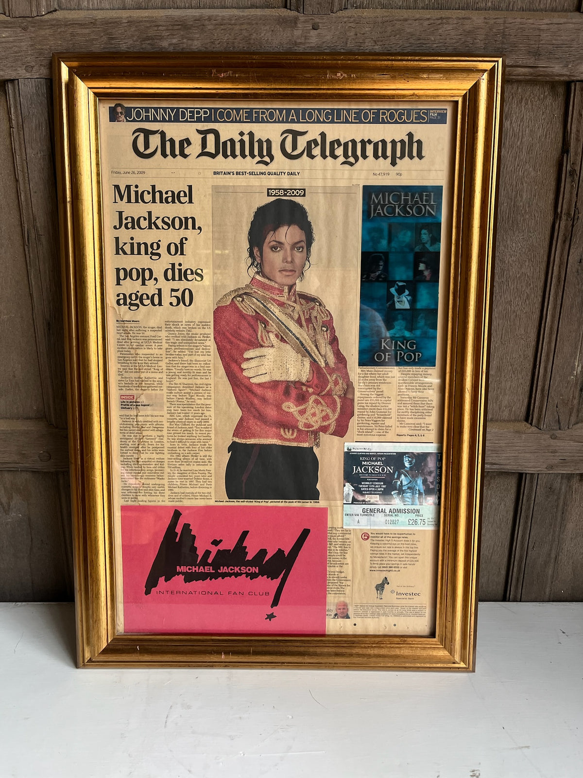 Framed Michael Jackson 'King of Pop' Memorabilia
