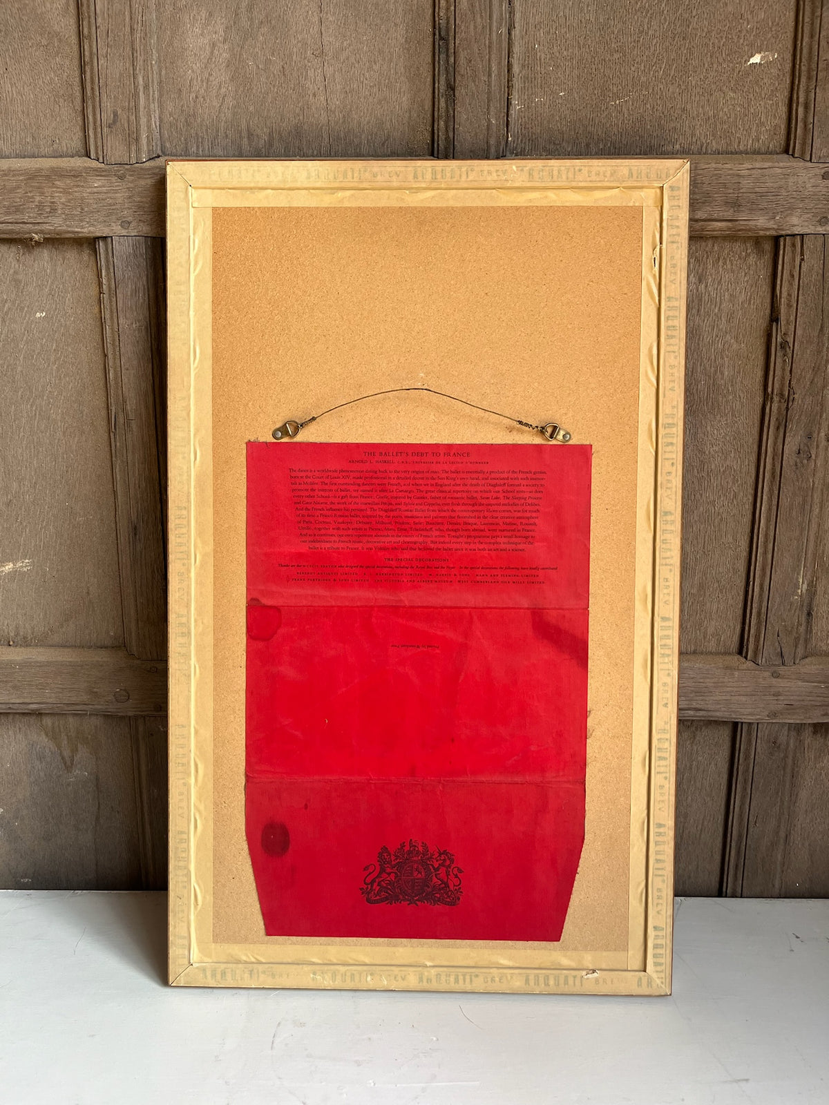 Framed Royal Opera House Gala Performance Silk Programme
