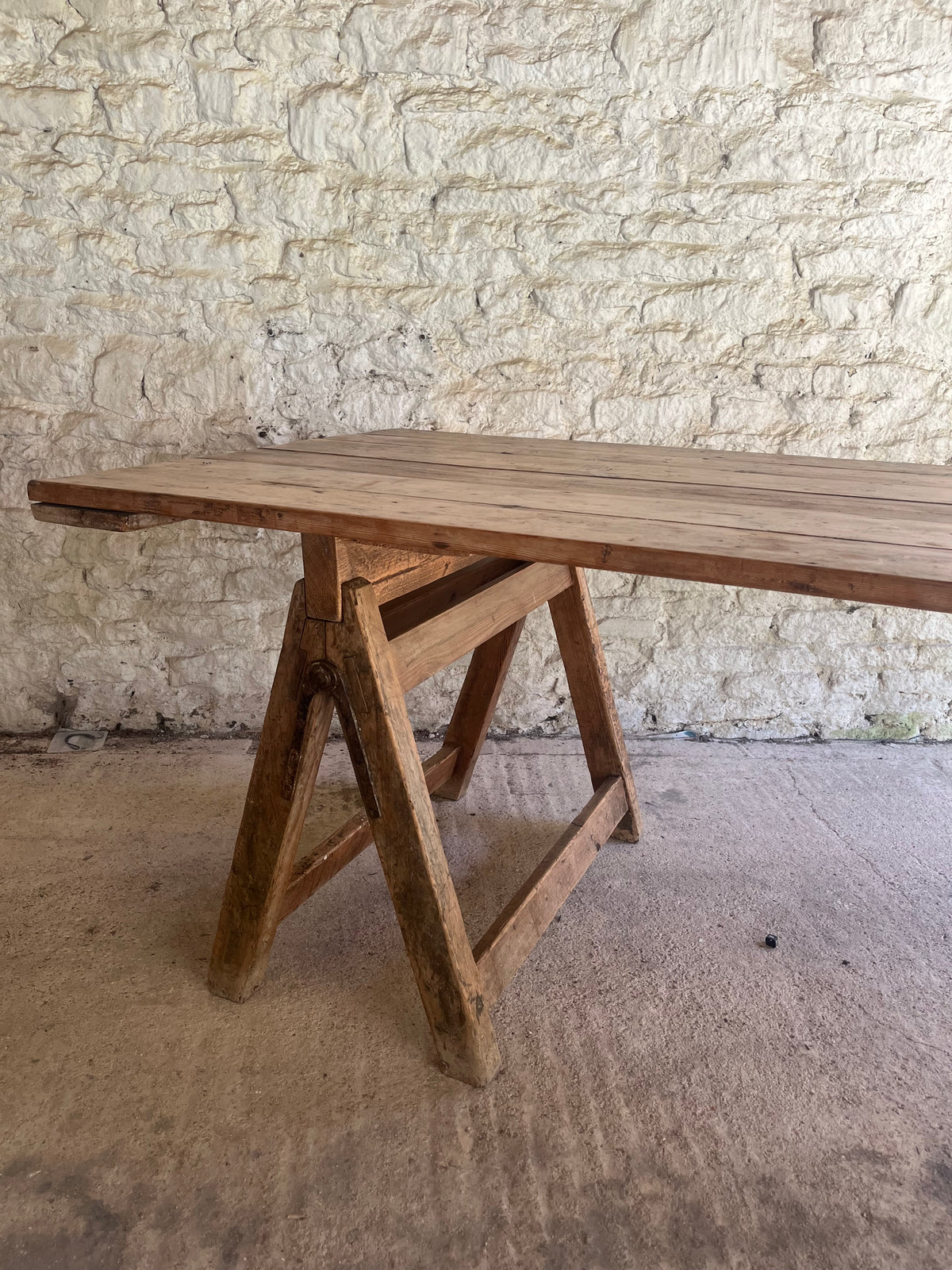 English pine trestle table