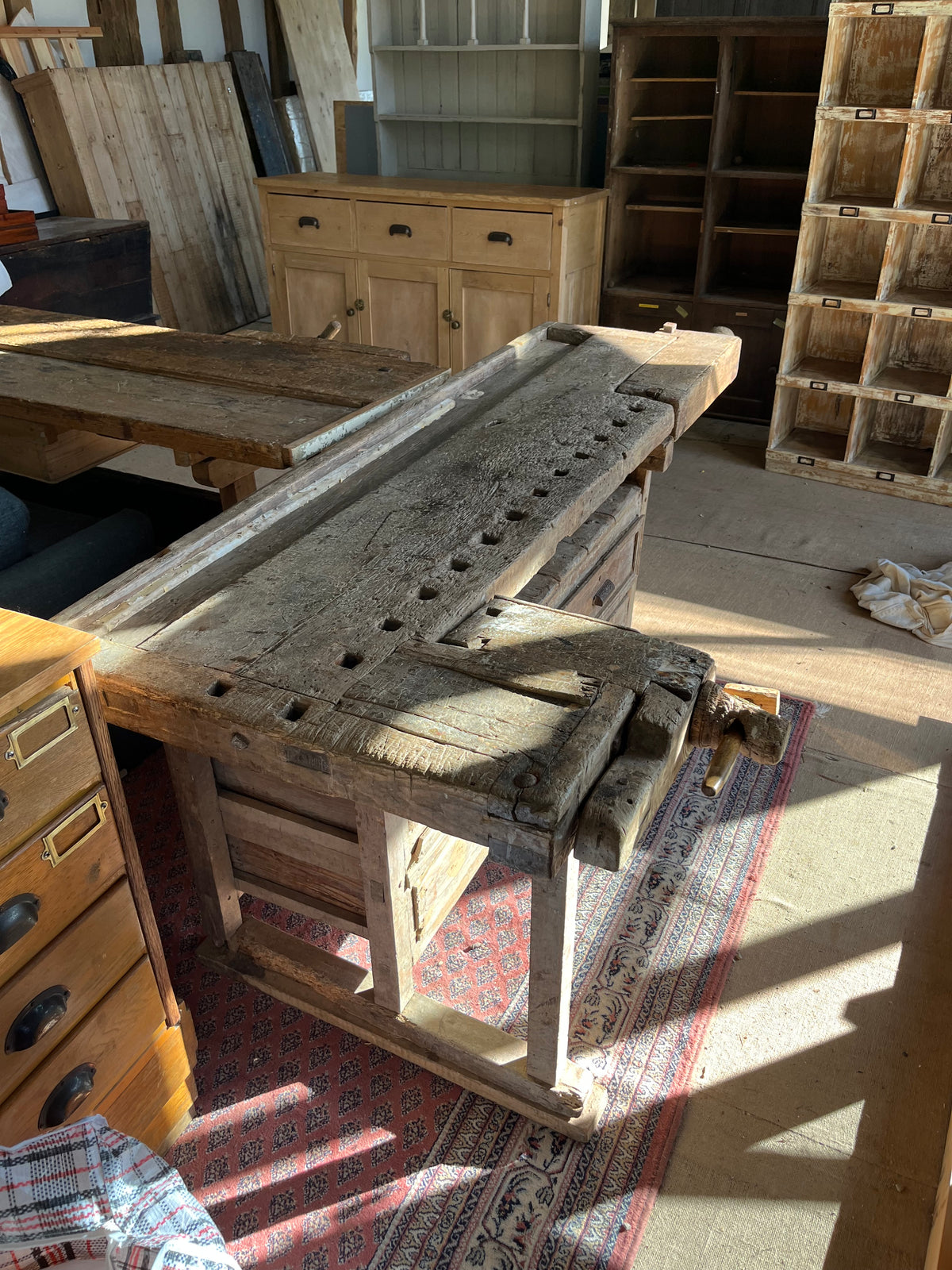 Vintage French Workbench Kitchen Island