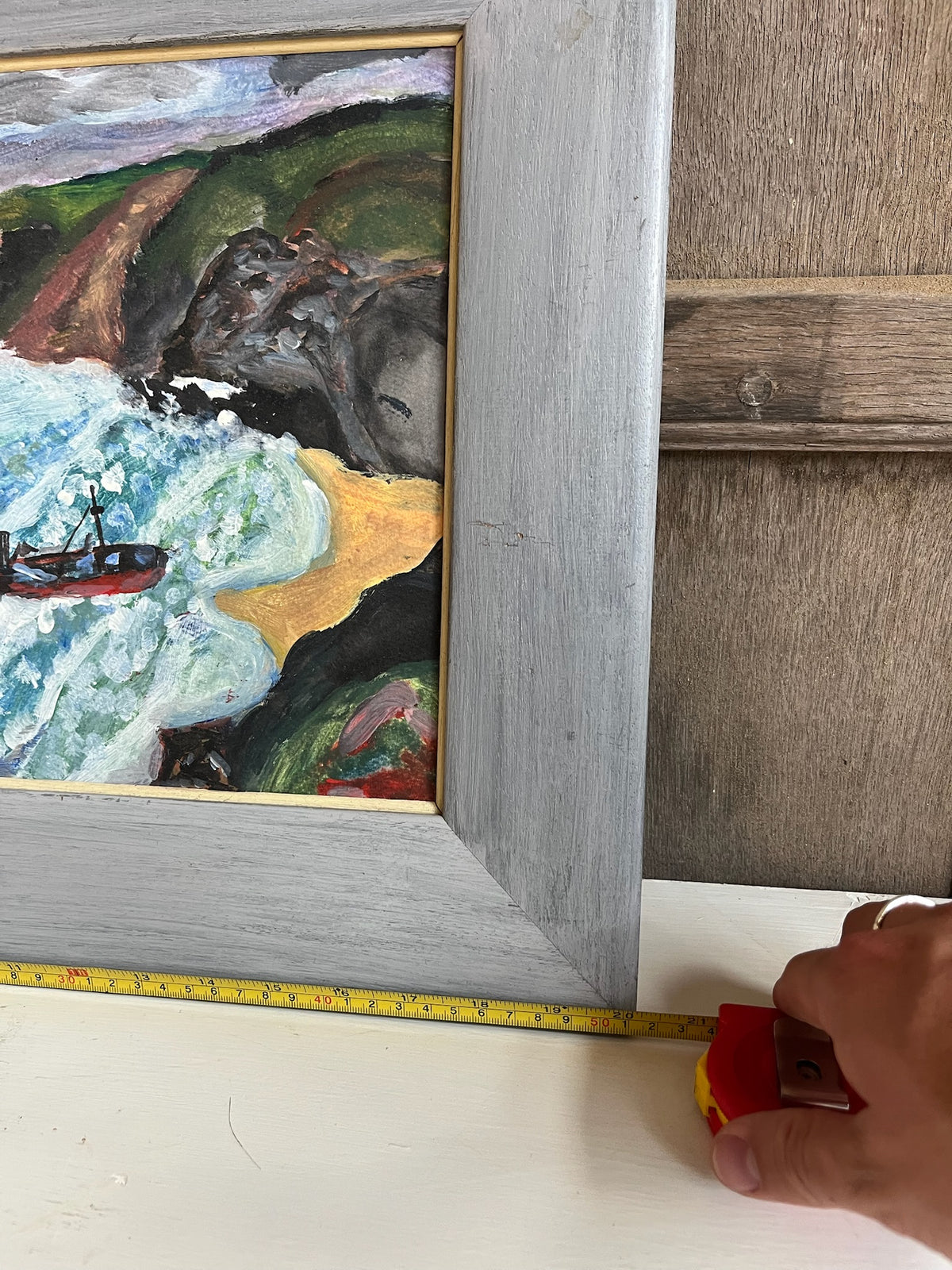 Vintage Oil Painting - Stormy Seascape with Trawler