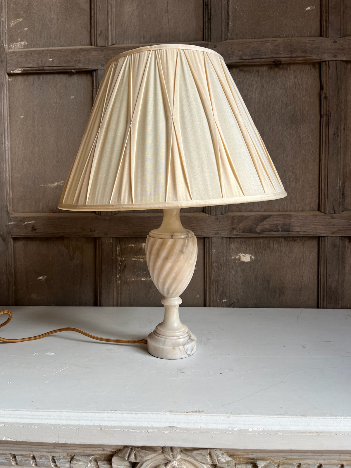 Alabaster Spiral-Carved Table Lamp