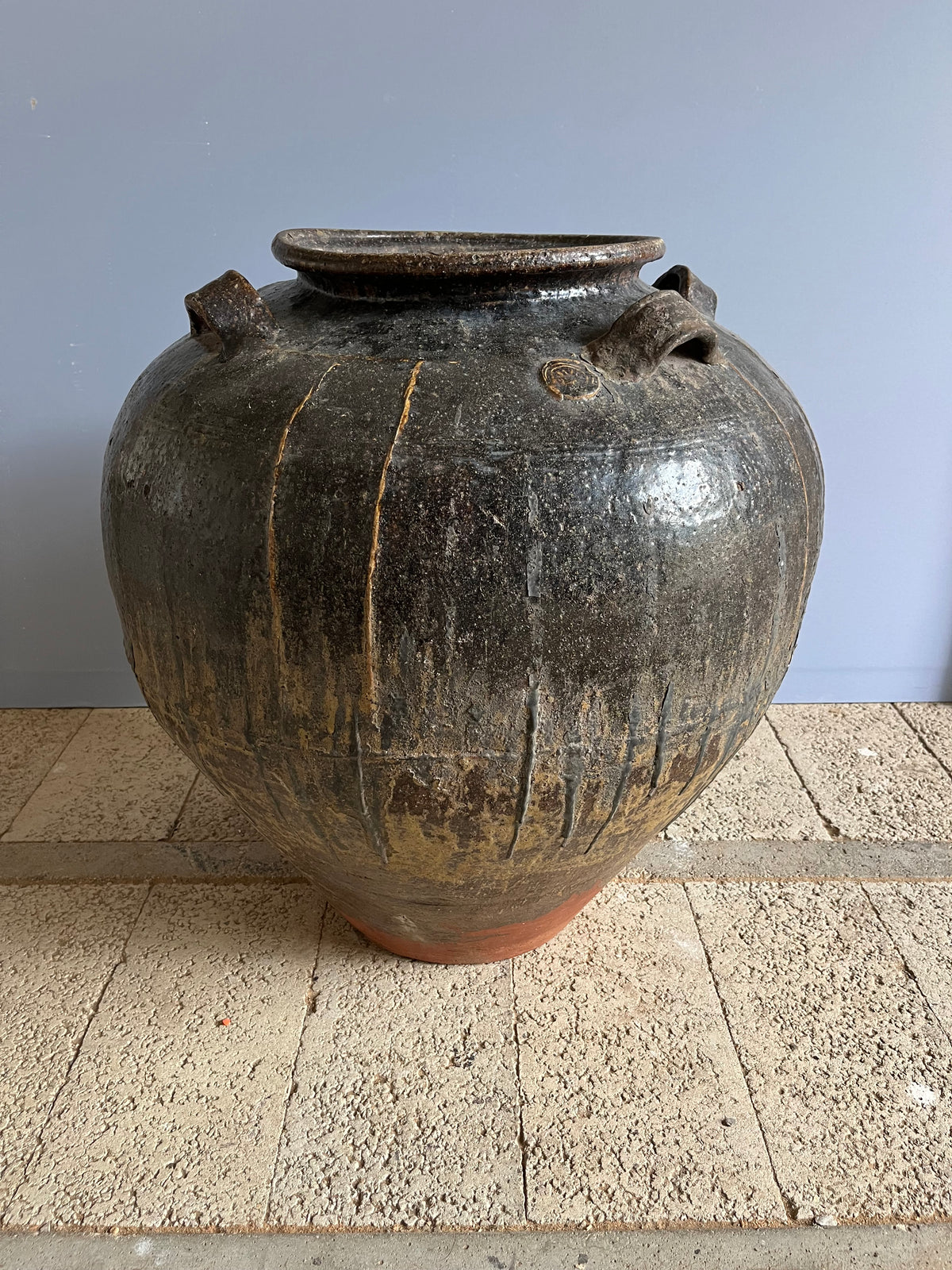 Large Antique Glazed Storage Jar