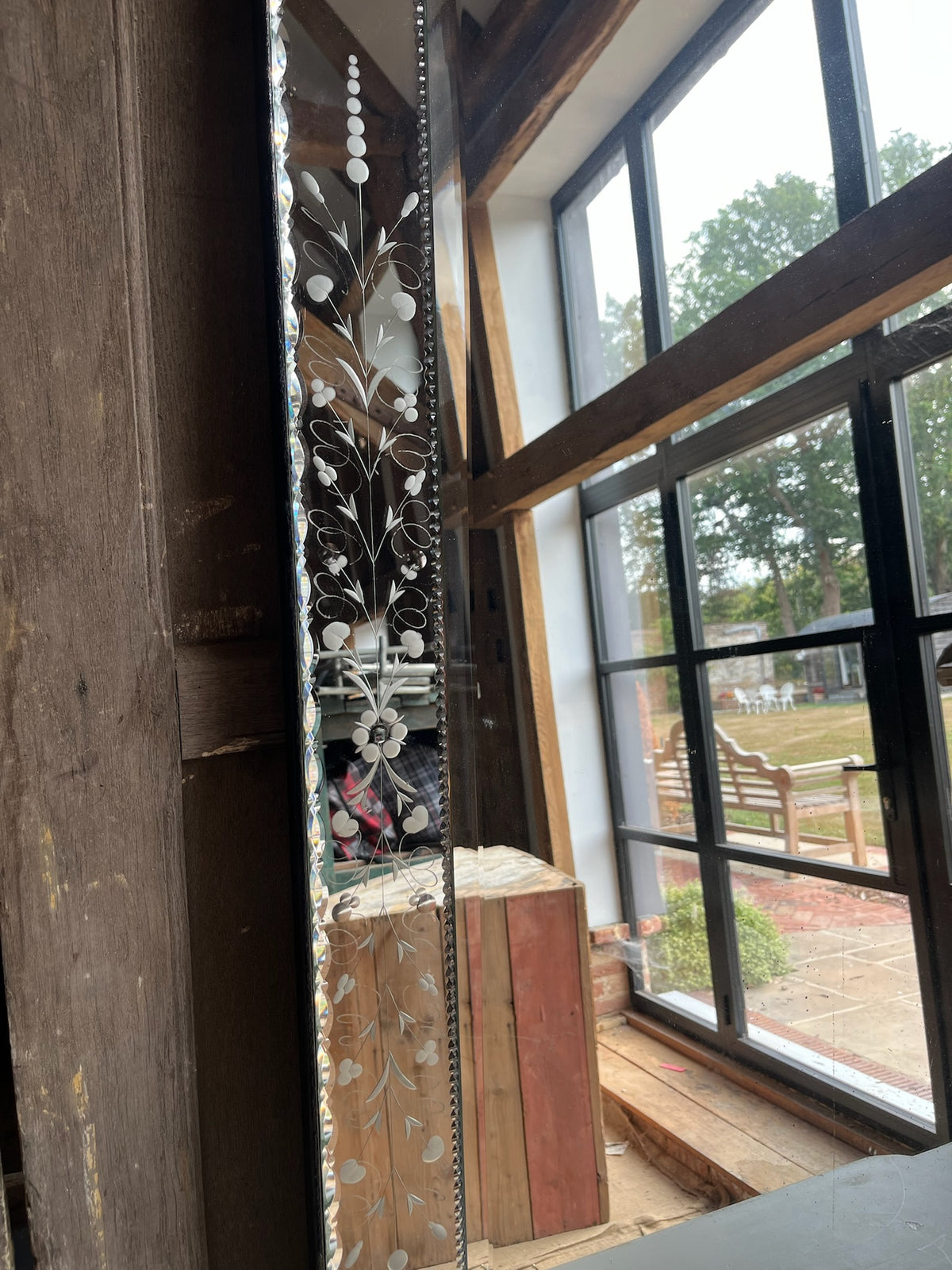 Venetian Etched Glass Wall Mirror