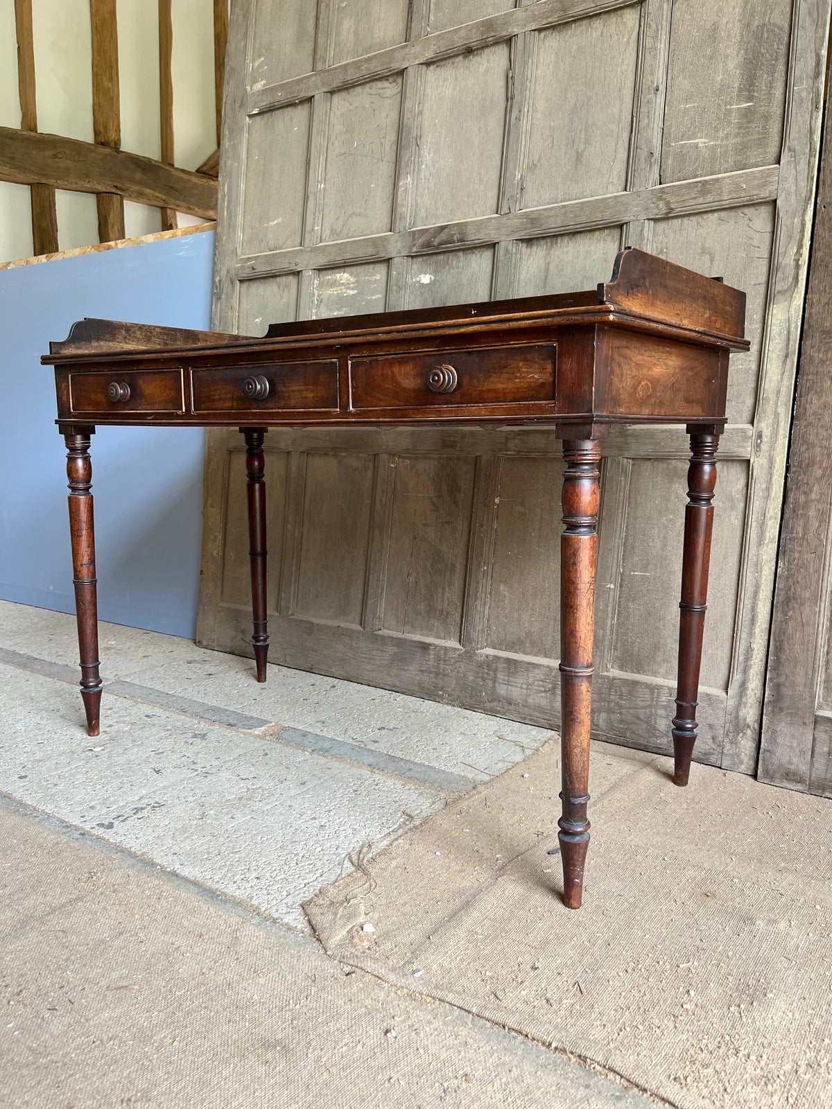 William IV Mahogany Gallery-Back Desk Side Table