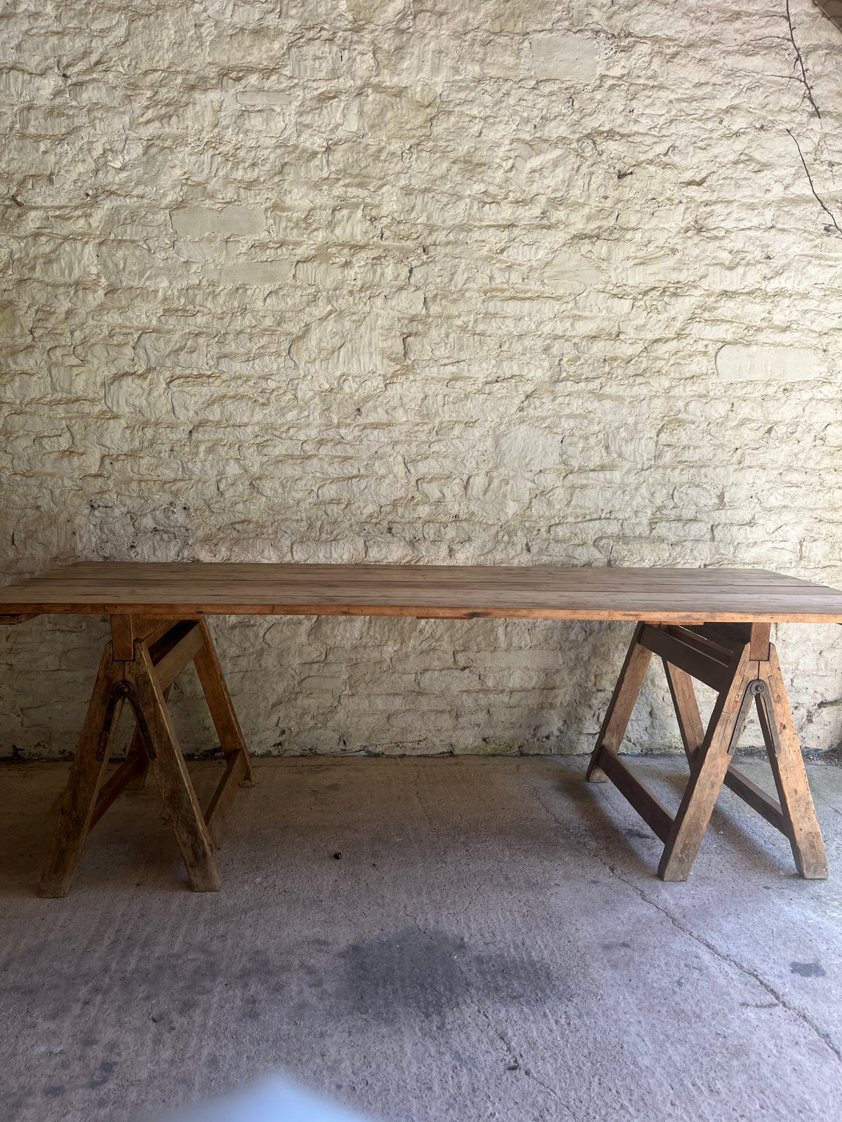 English pine trestle table