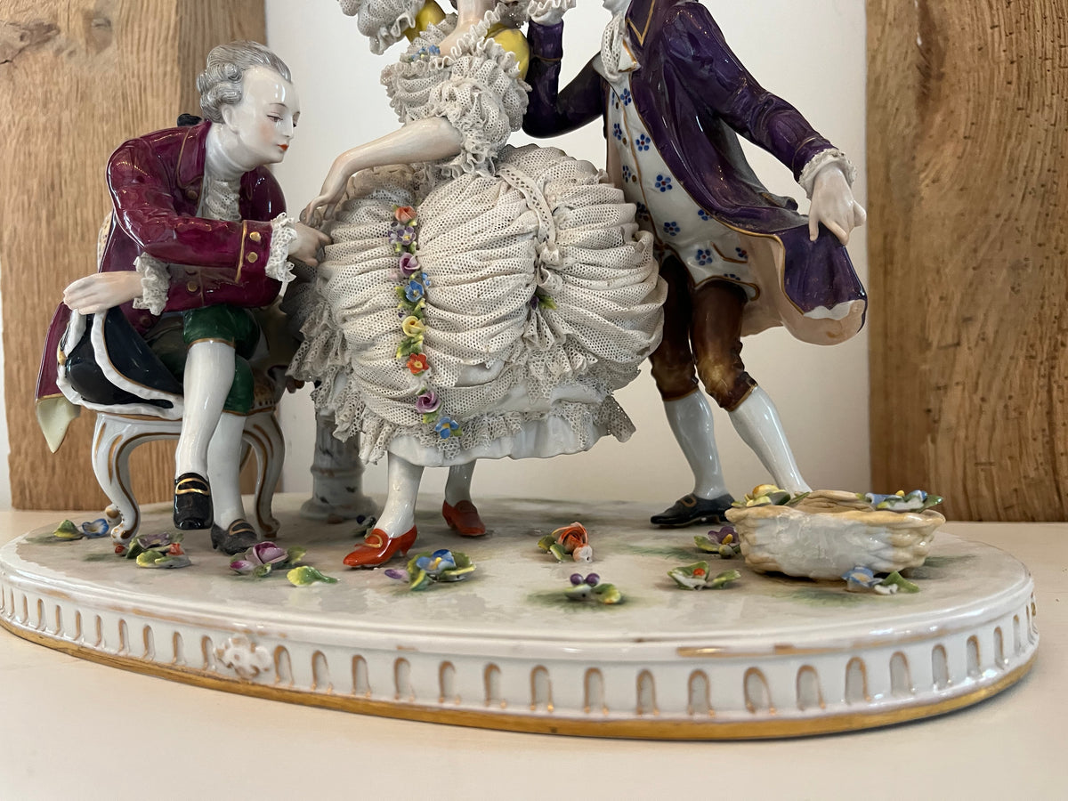Continental Porcelain Figural Lace Group