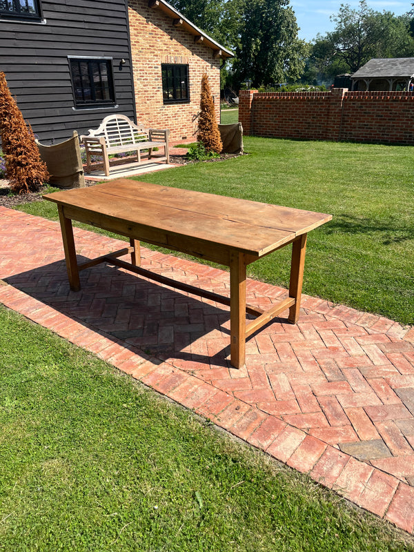 English Burr top rectangular dining table brown 196 x 78 x 78cm