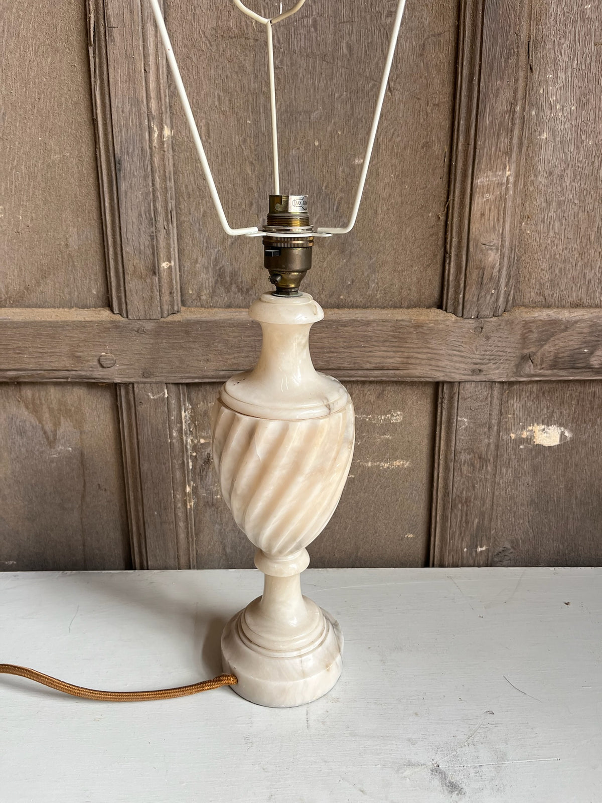 Alabaster Spiral-Carved Table Lamp