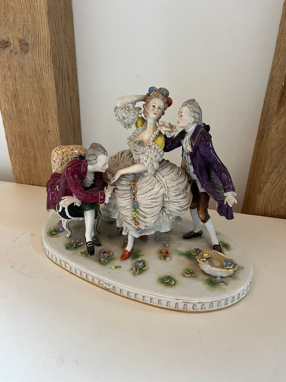 Continental Porcelain Figural Lace Group