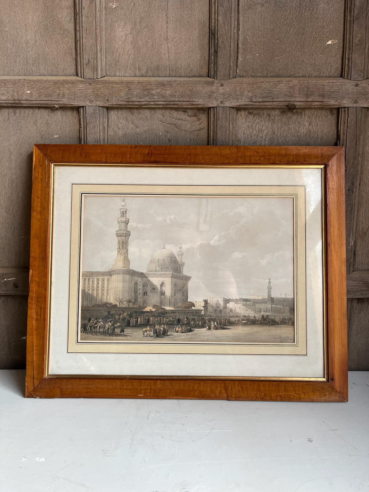 Framed Antique Cairo Mosque Engraving