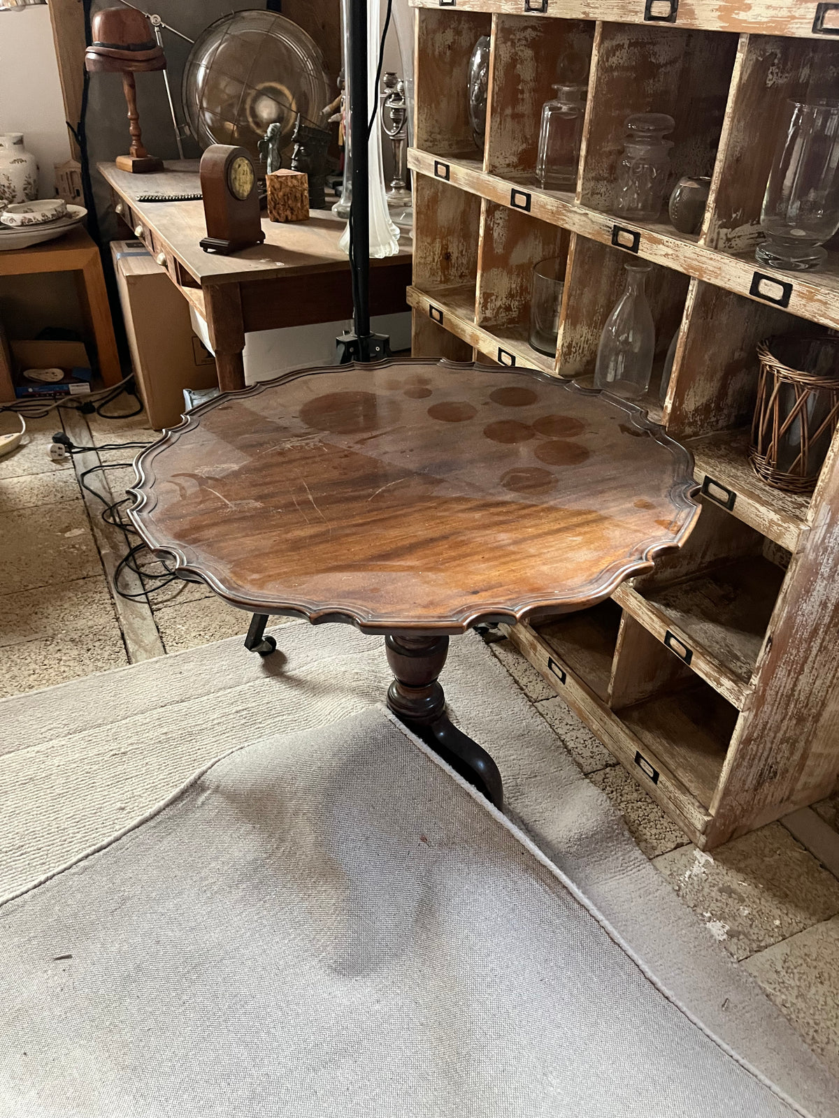 Mahogany Piecrust Tilt-Top Tripod Table