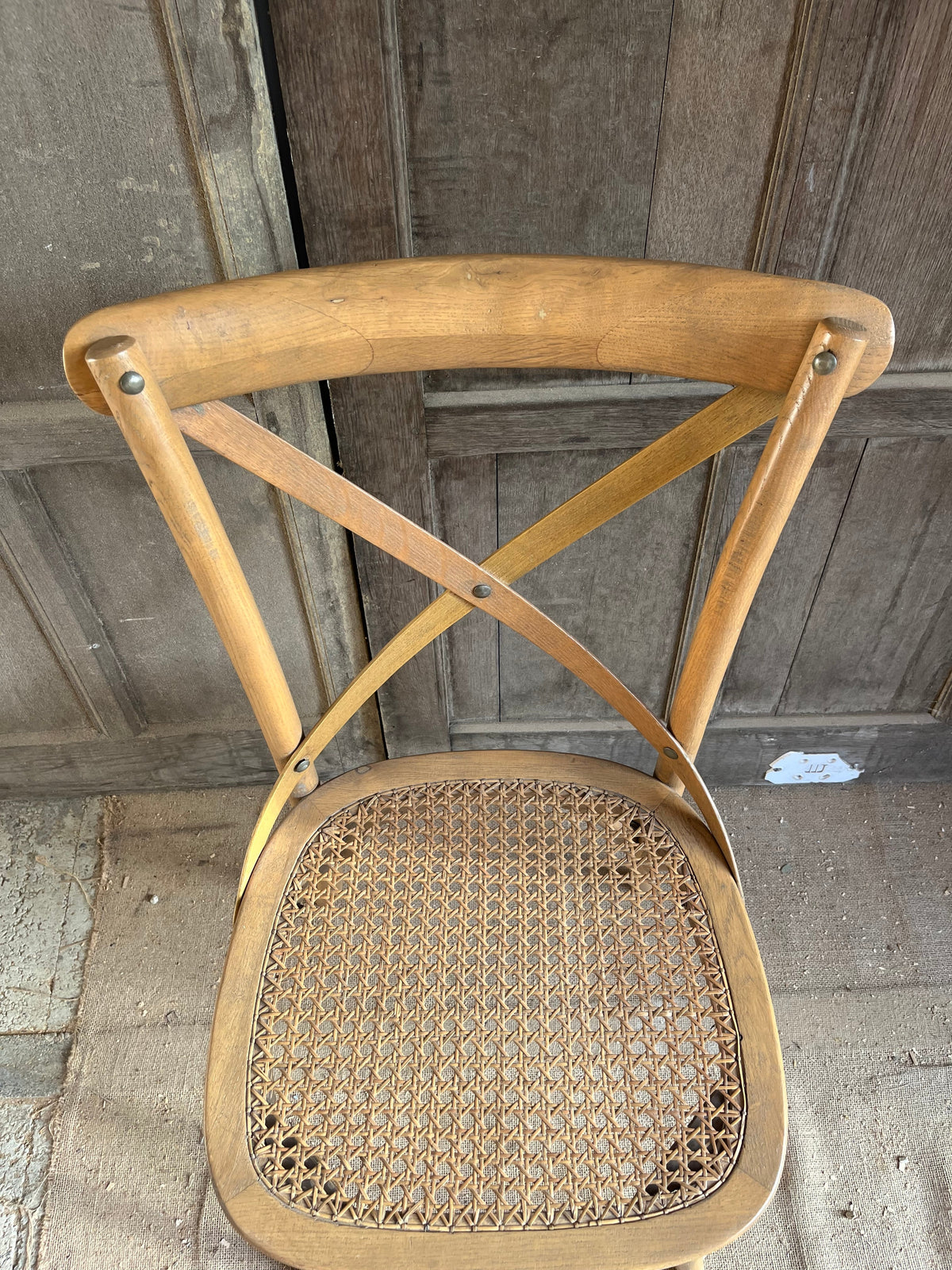 Set of Oka Oak Cross-Back Caned Dining Chairs