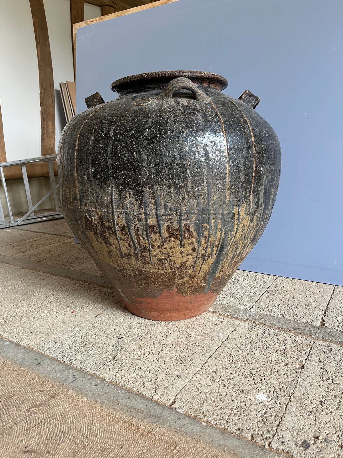 Large Antique Glazed Storage Jar