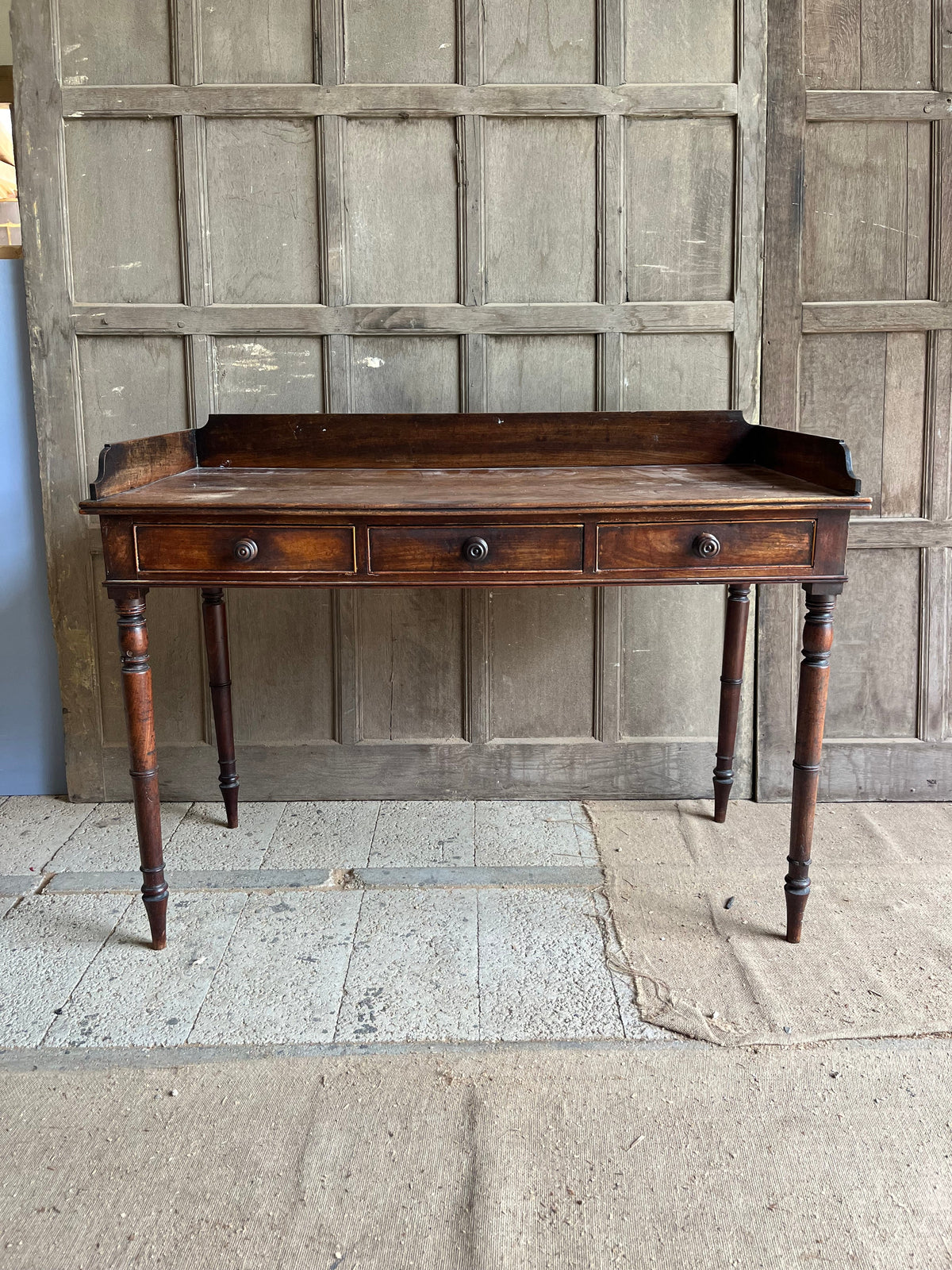 William IV Mahogany Gallery-Back Desk Side Table