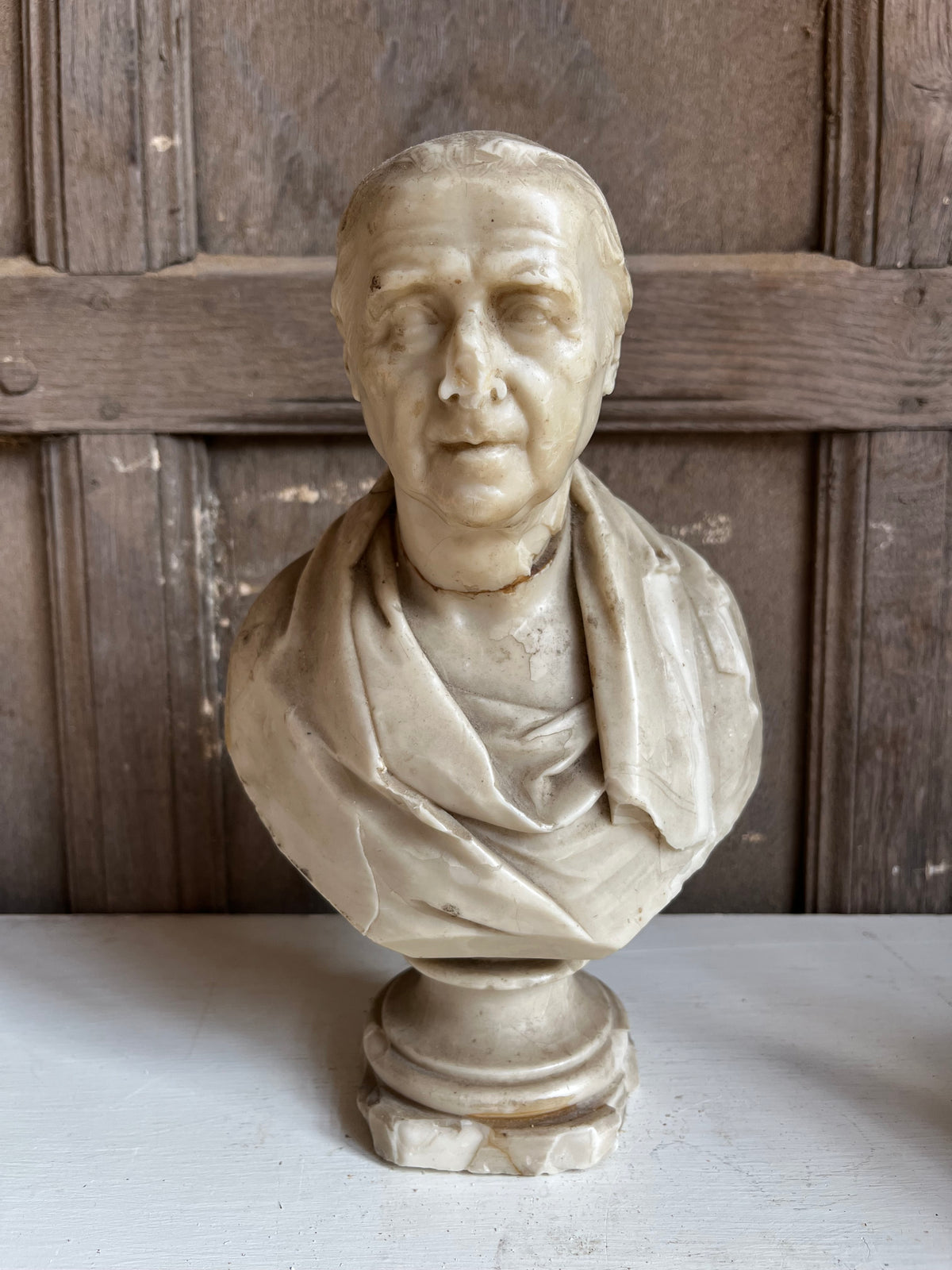 Carved Marble Portrait Bust of a Gentleman (signed)