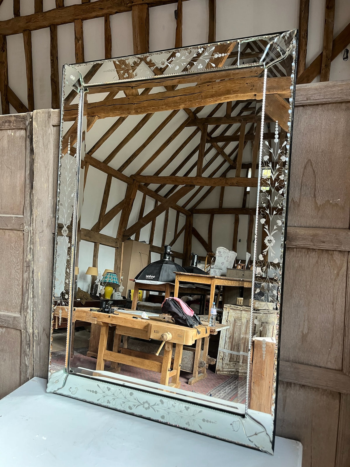 Venetian Etched Glass Wall Mirror