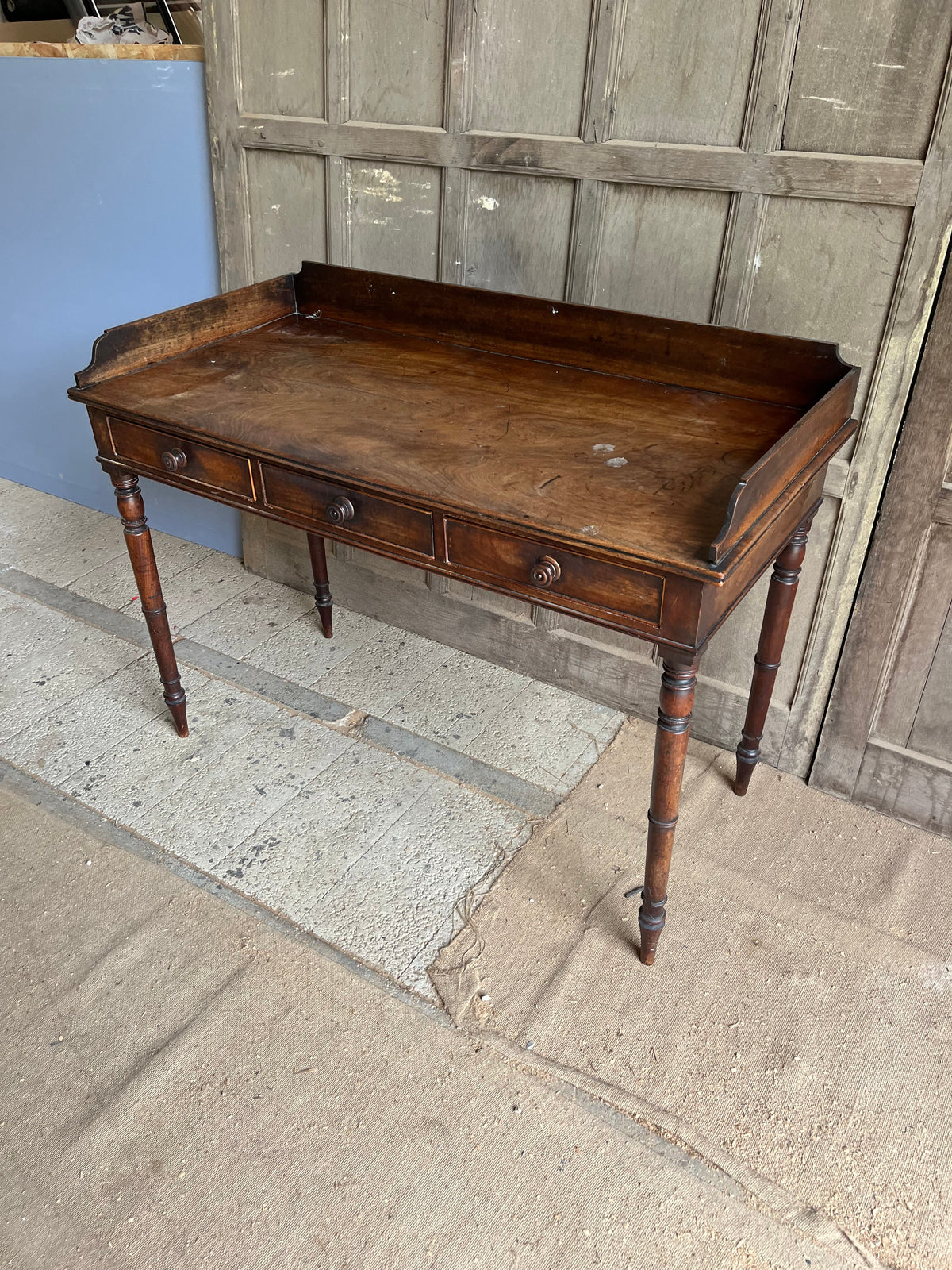William IV Mahogany Gallery-Back Desk Side Table