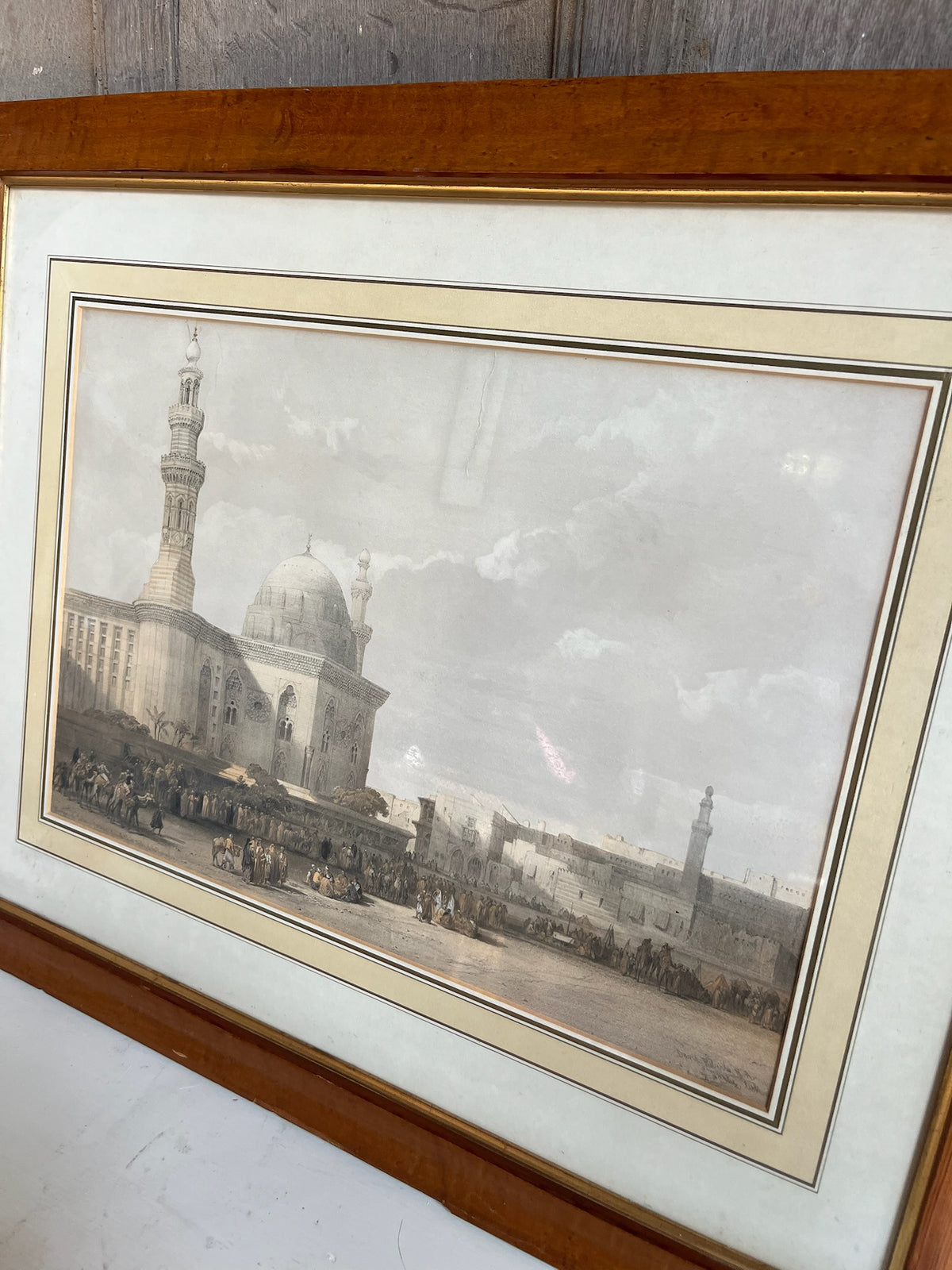 Framed Antique Cairo Mosque Engraving