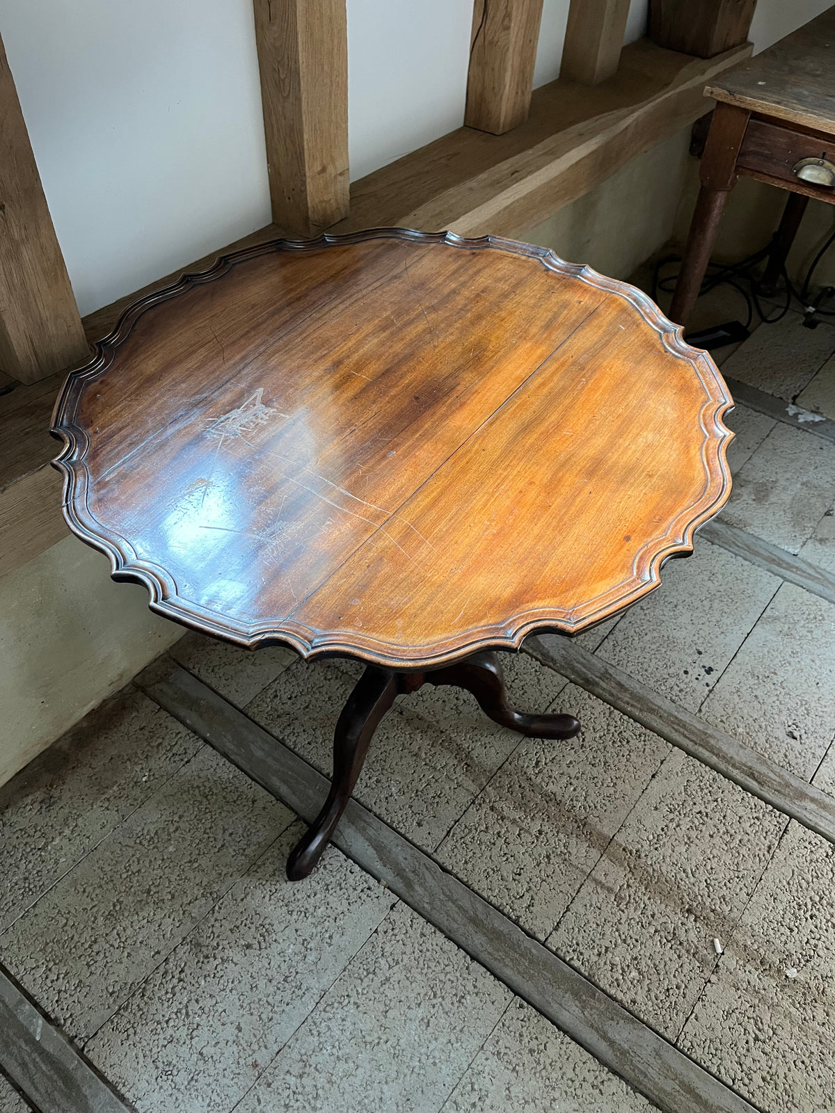 Mahogany Piecrust Tilt-Top Tripod Table