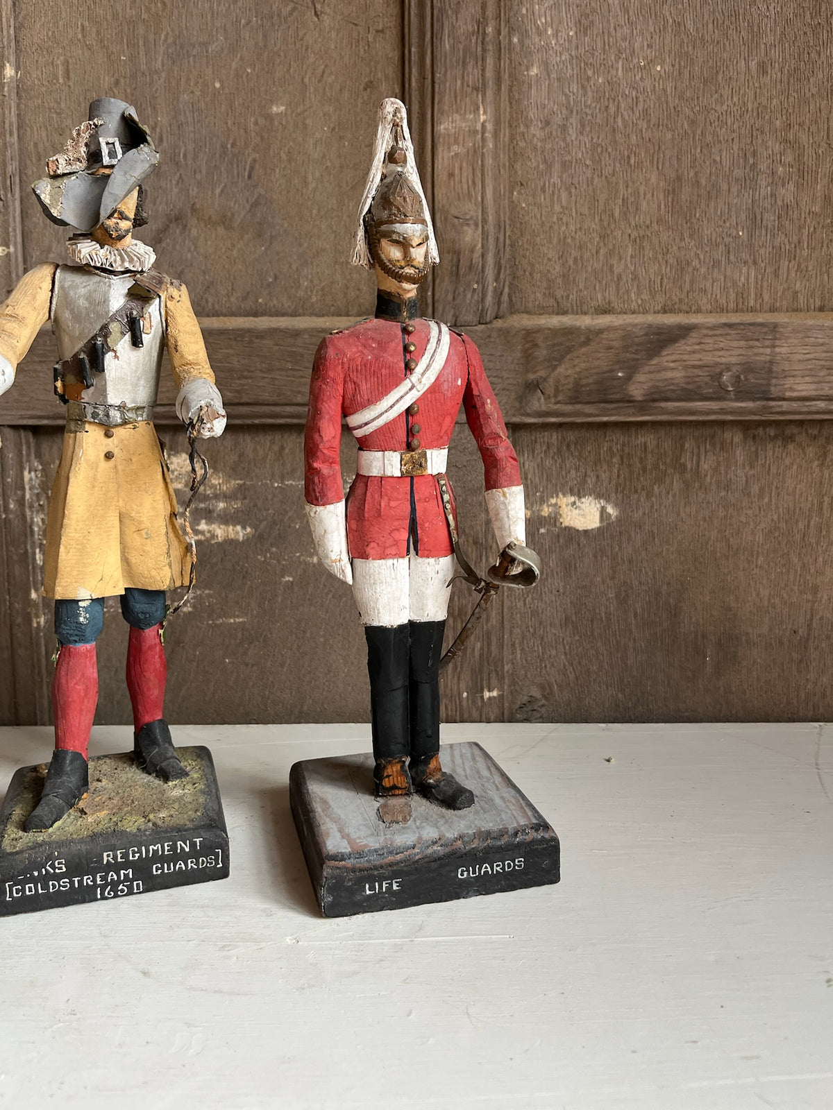 Pair of Carved Wooden Military Figures - Coldstream Guards & Life Guards