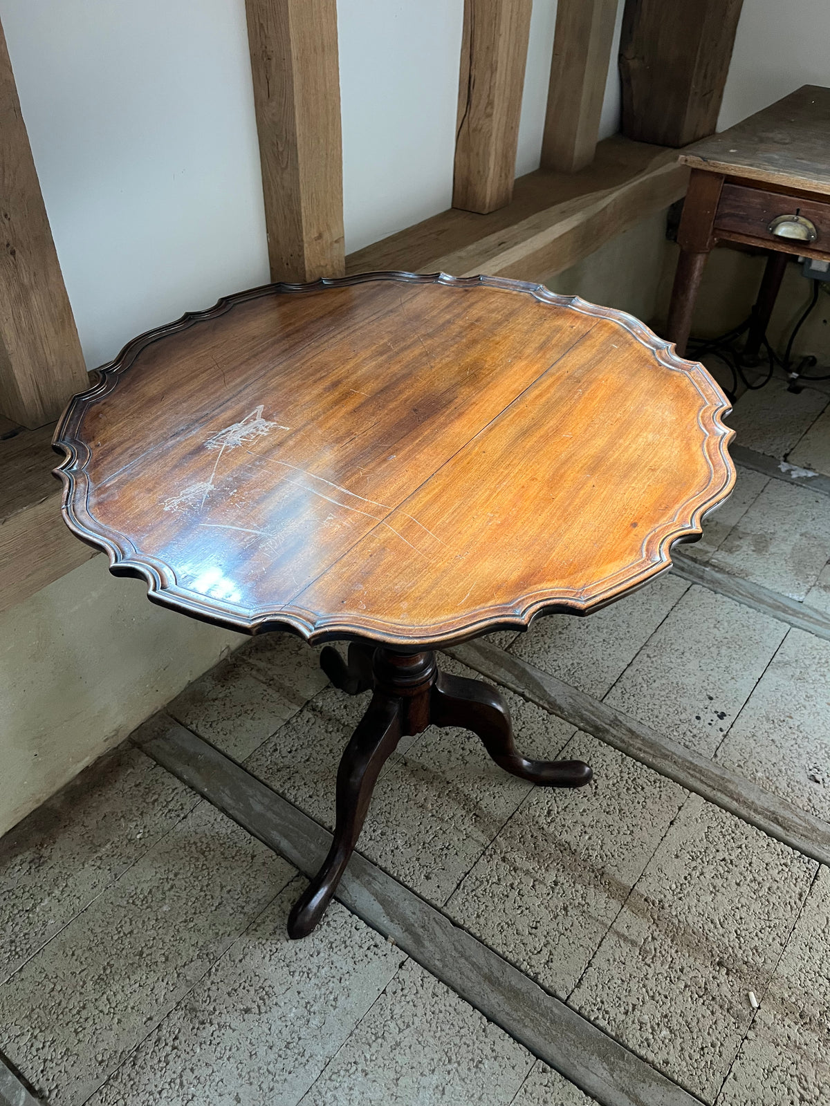 Mahogany Piecrust Tilt-Top Tripod Table