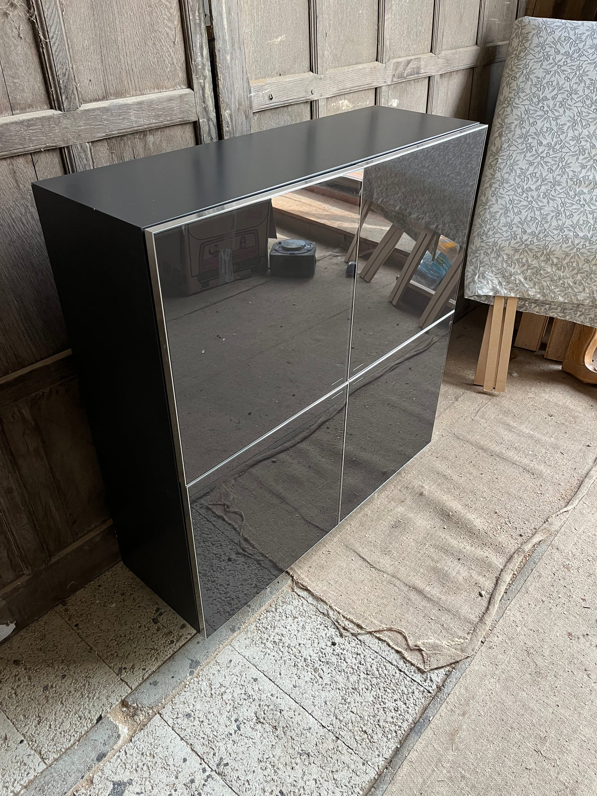 2 x Molteni Square Grey Gloss Cabinet. Rrp £5842 per cabinet