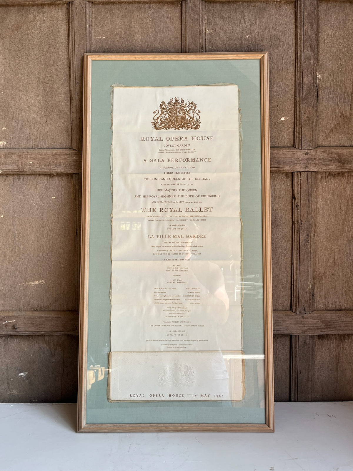 Framed Royal Opera House 1963 Gala Programme (La Fille Mal Gardee)