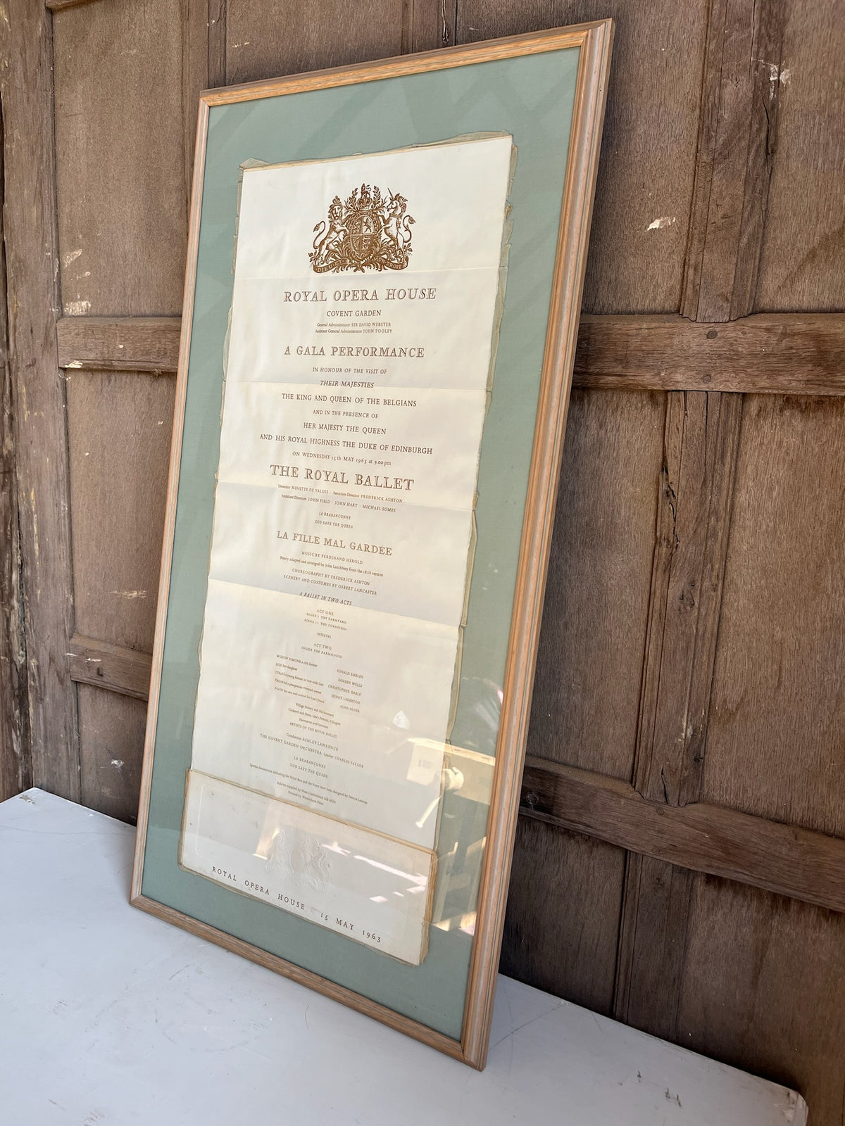Framed Royal Opera House 1963 Gala Programme (La Fille Mal Gardee)