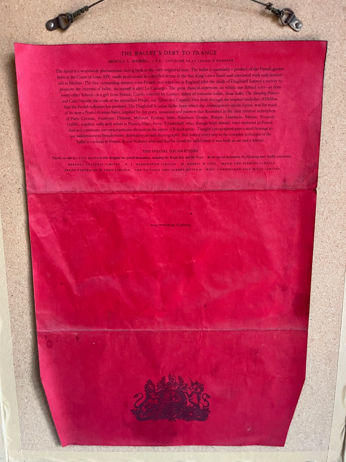 Framed Royal Opera House Gala Performance Silk Programme