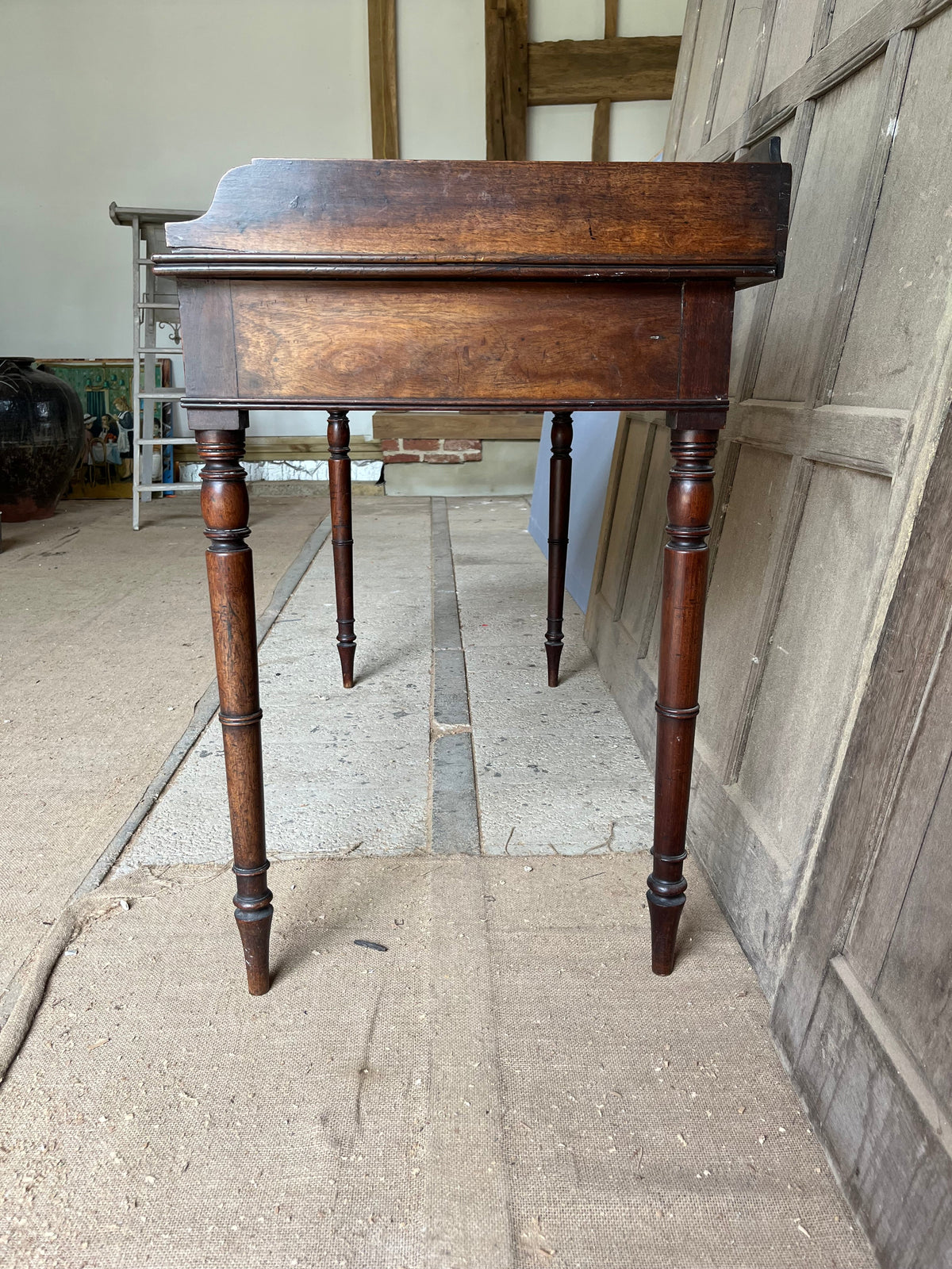 William IV Mahogany Gallery-Back Desk Side Table