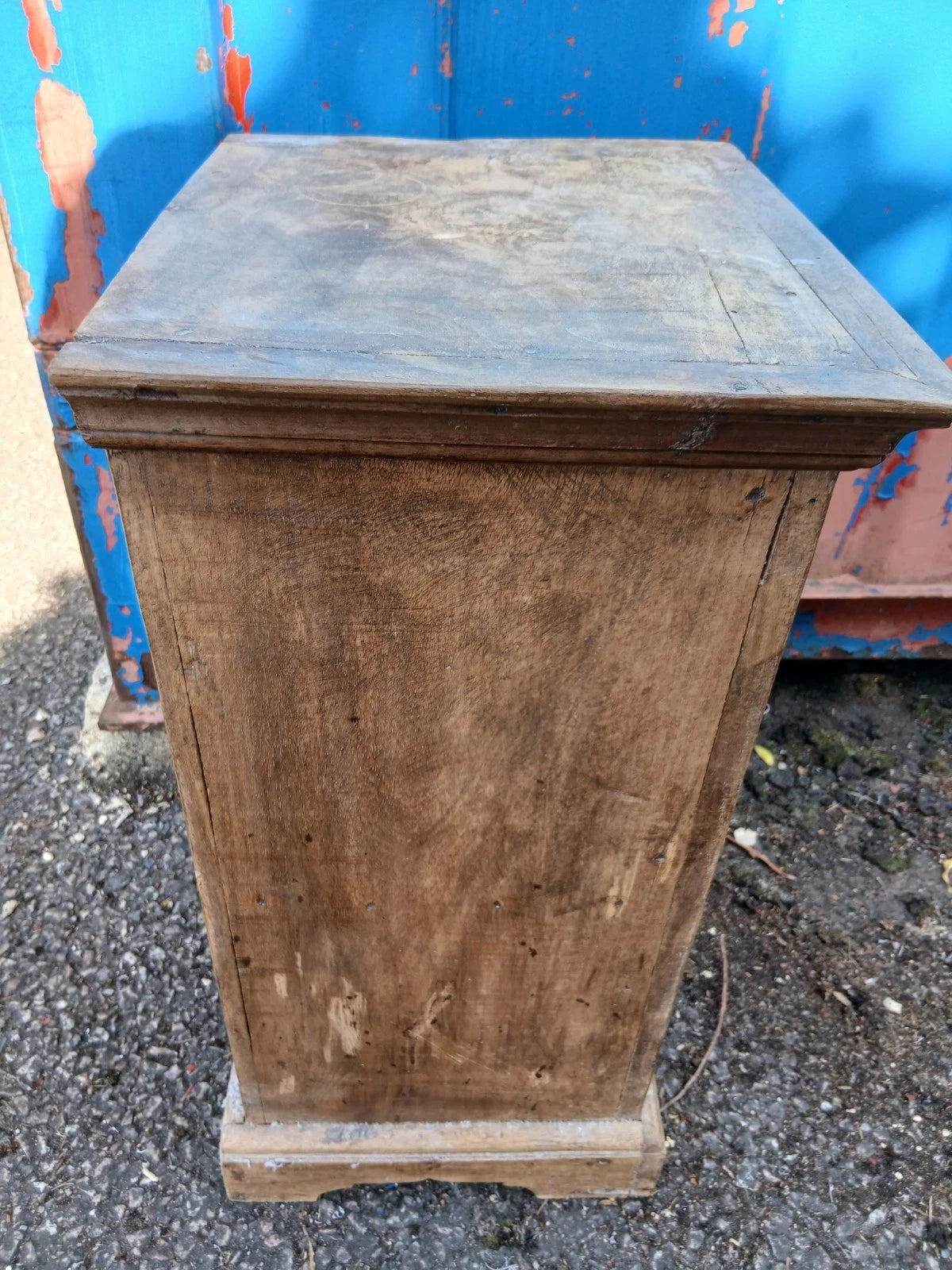 Vintage Rustic Spanish Pine Bedside Cabinet with Hand Forged Iron Hardware