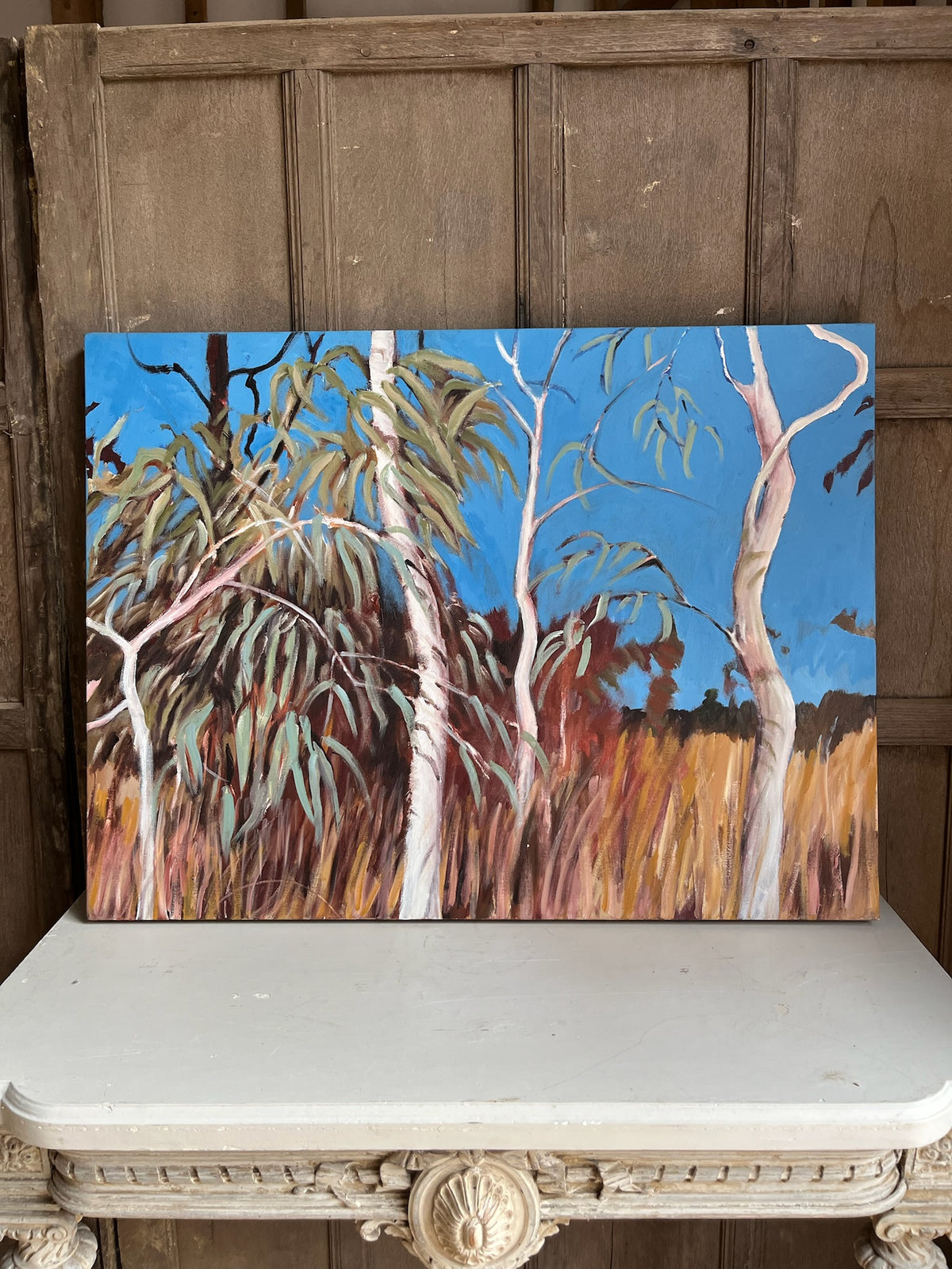 Gay Emmerson 'Blue & Gold' Acrylic Painting