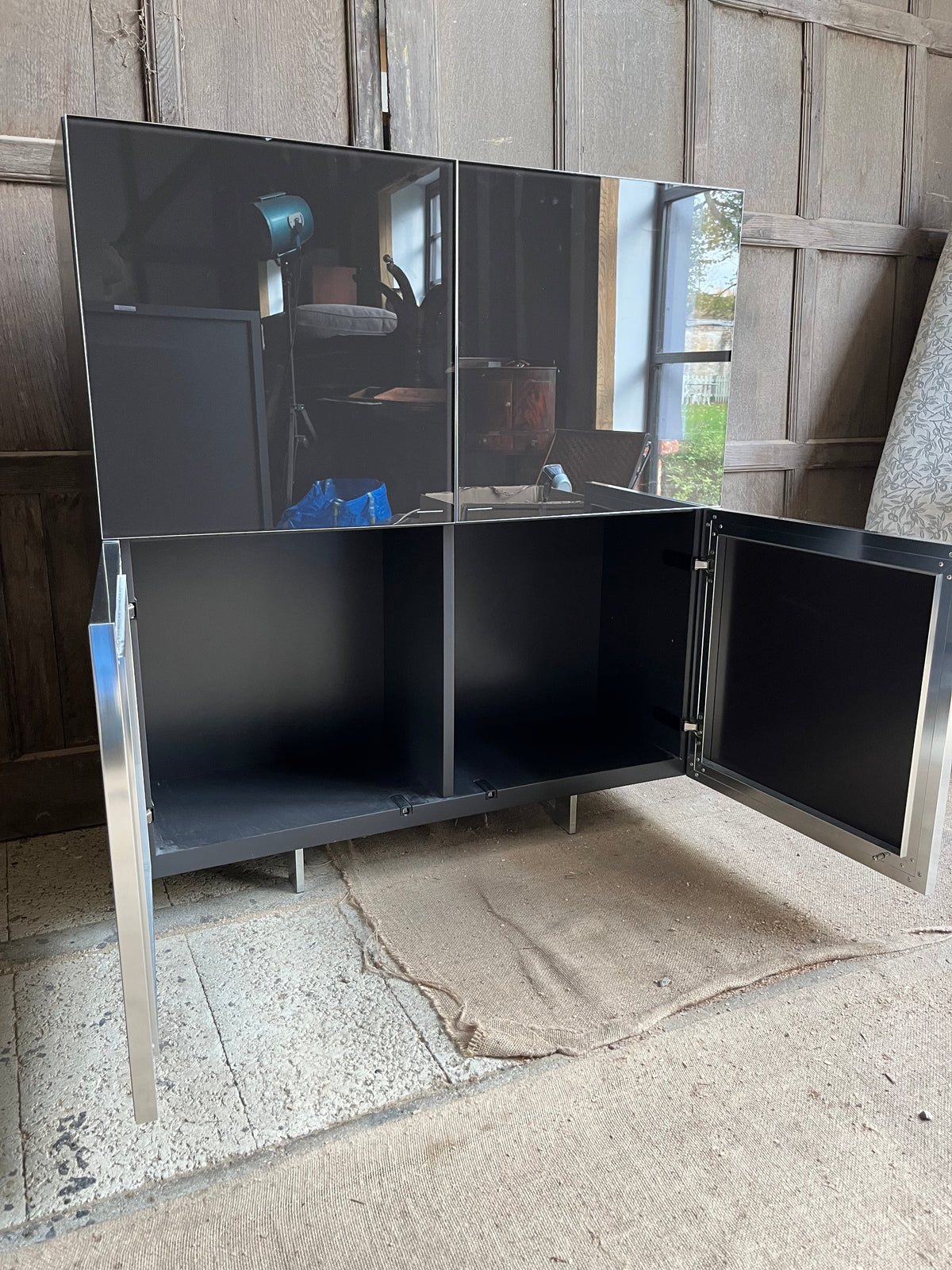 2 x Molteni Square Grey Gloss Cabinet. Rrp £5842 per cabinet
