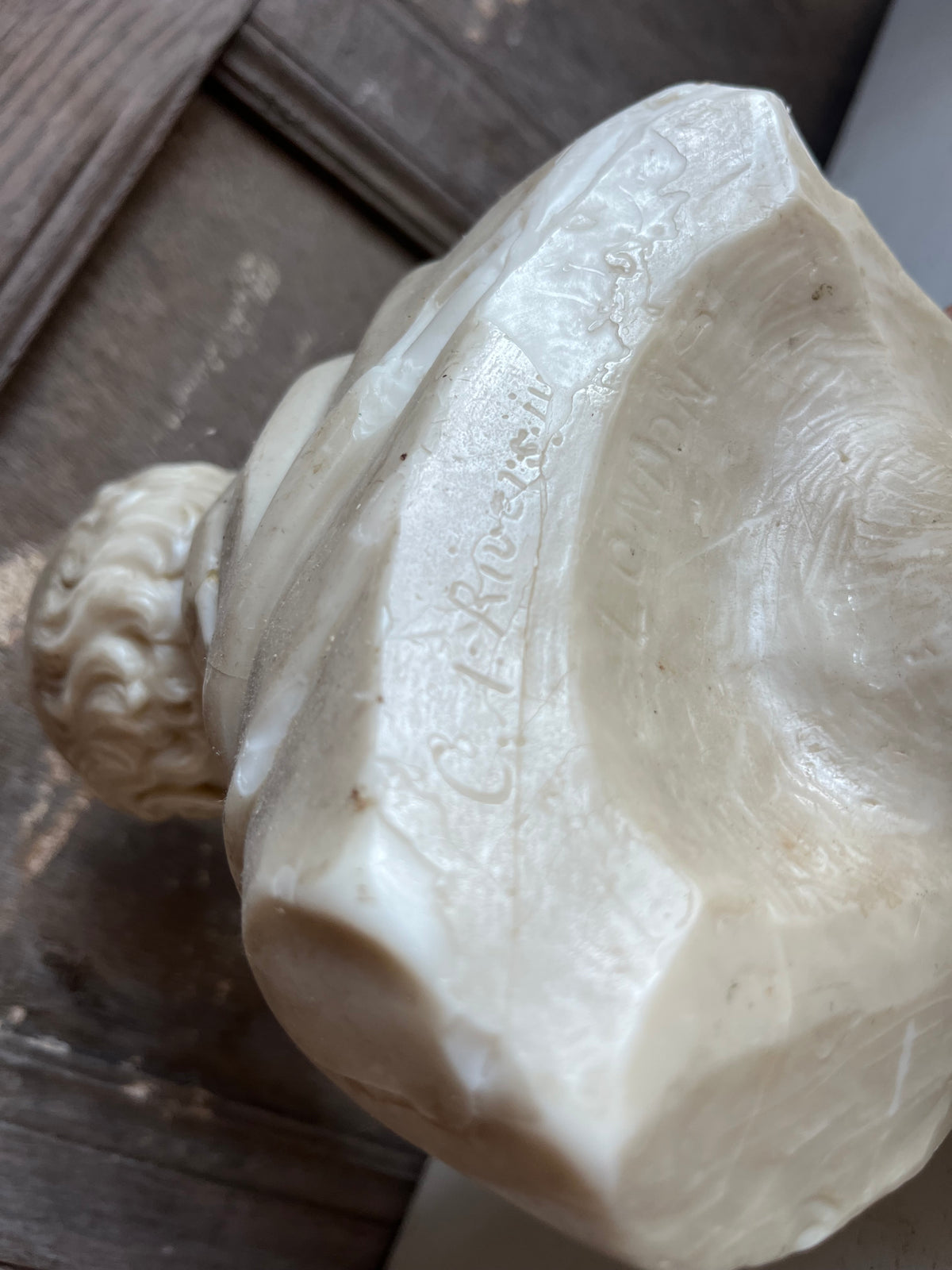 Carved Marble Portrait Bust of a Gentleman (signed)
