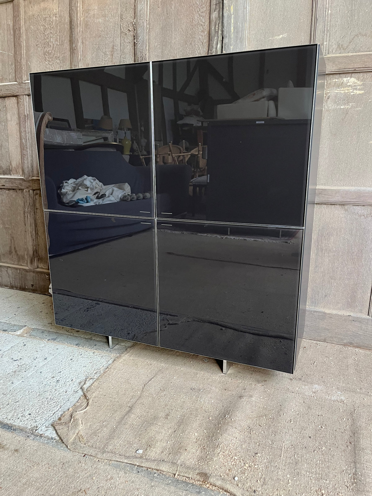 2 x Molteni Square Grey Gloss Cabinet. Rrp £5842 per cabinet