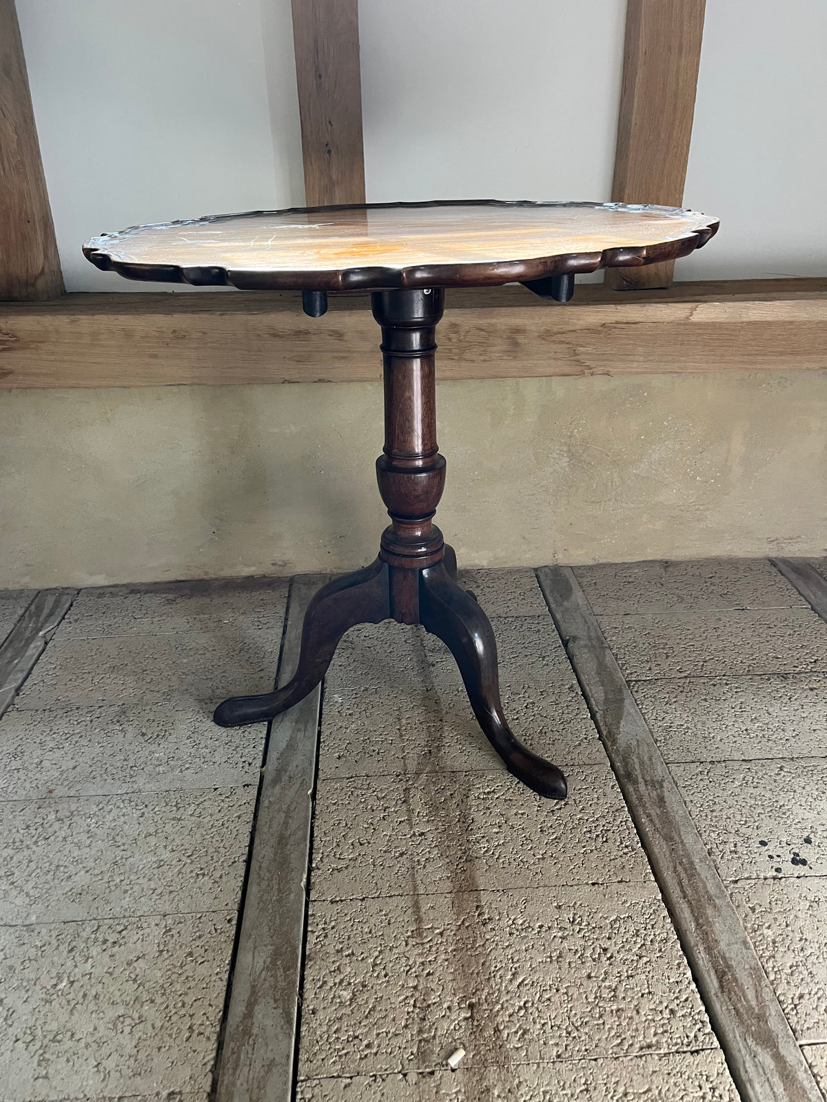 Mahogany Piecrust Tilt-Top Tripod Table
